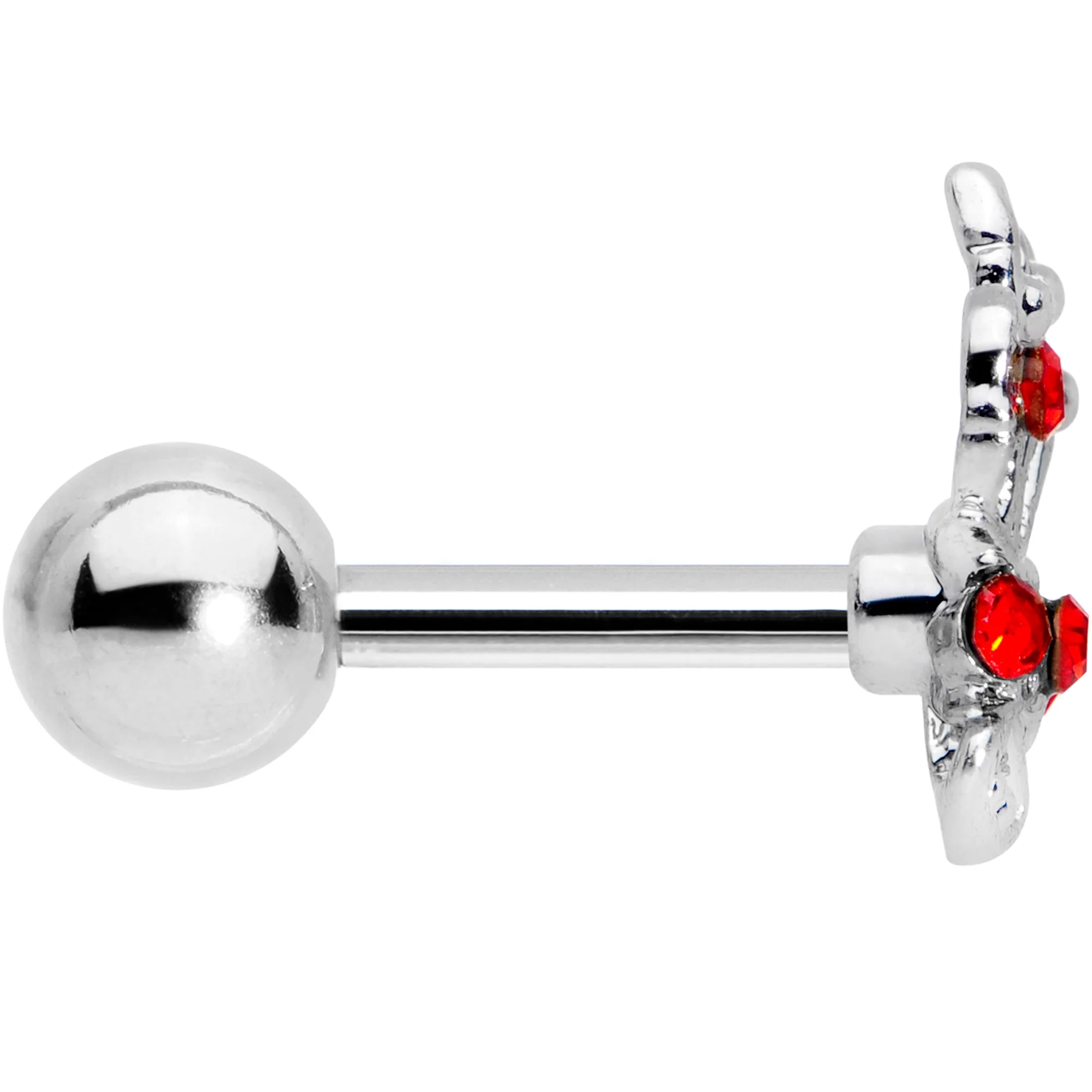 16G 1/4 Red Gem Skeleton Hand Halloween Cartilage Tragus Earring - Image 3