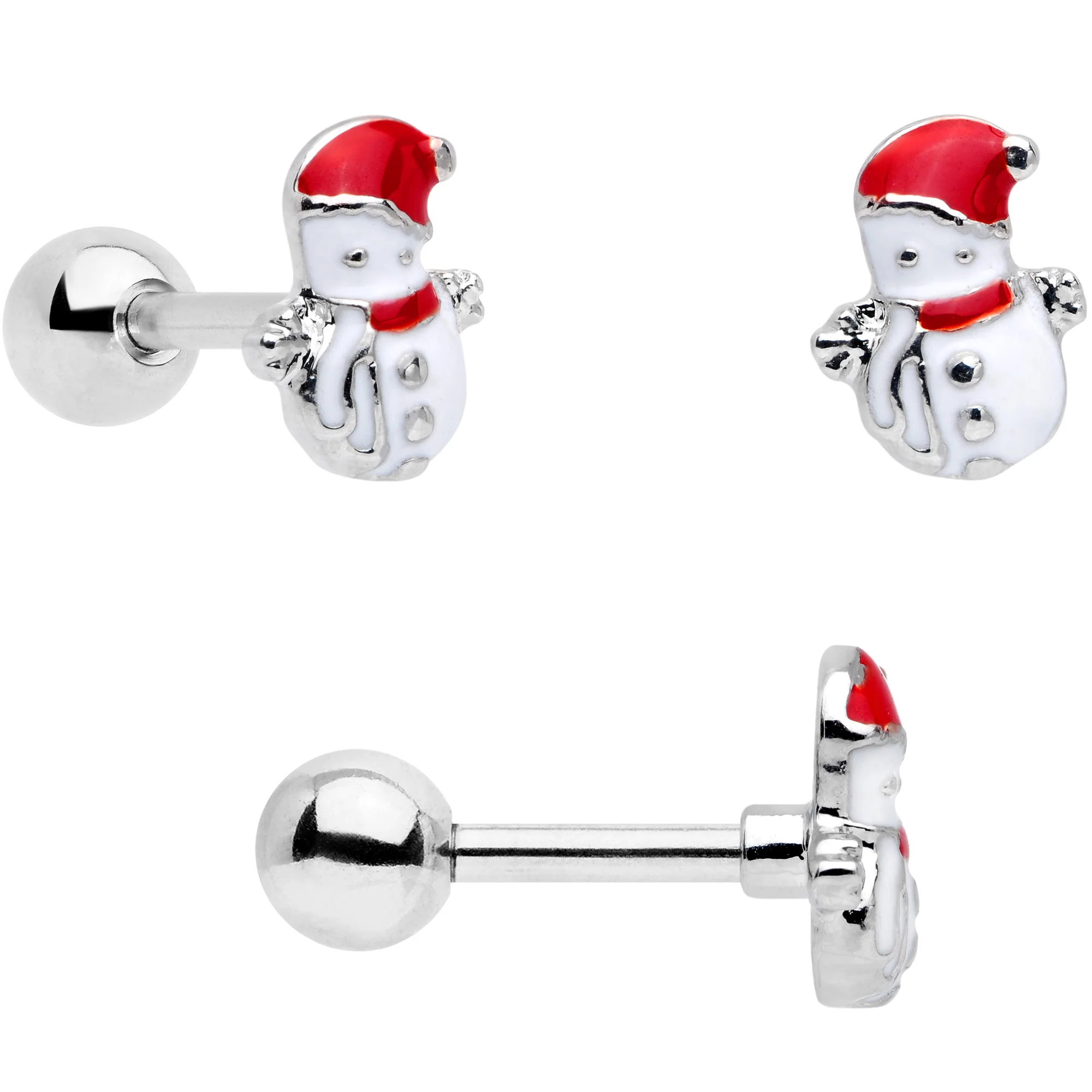 16G 1/4 Reindeer Snowman Christmas Dangle Cartilage Tragus Set of 3 - Image 3