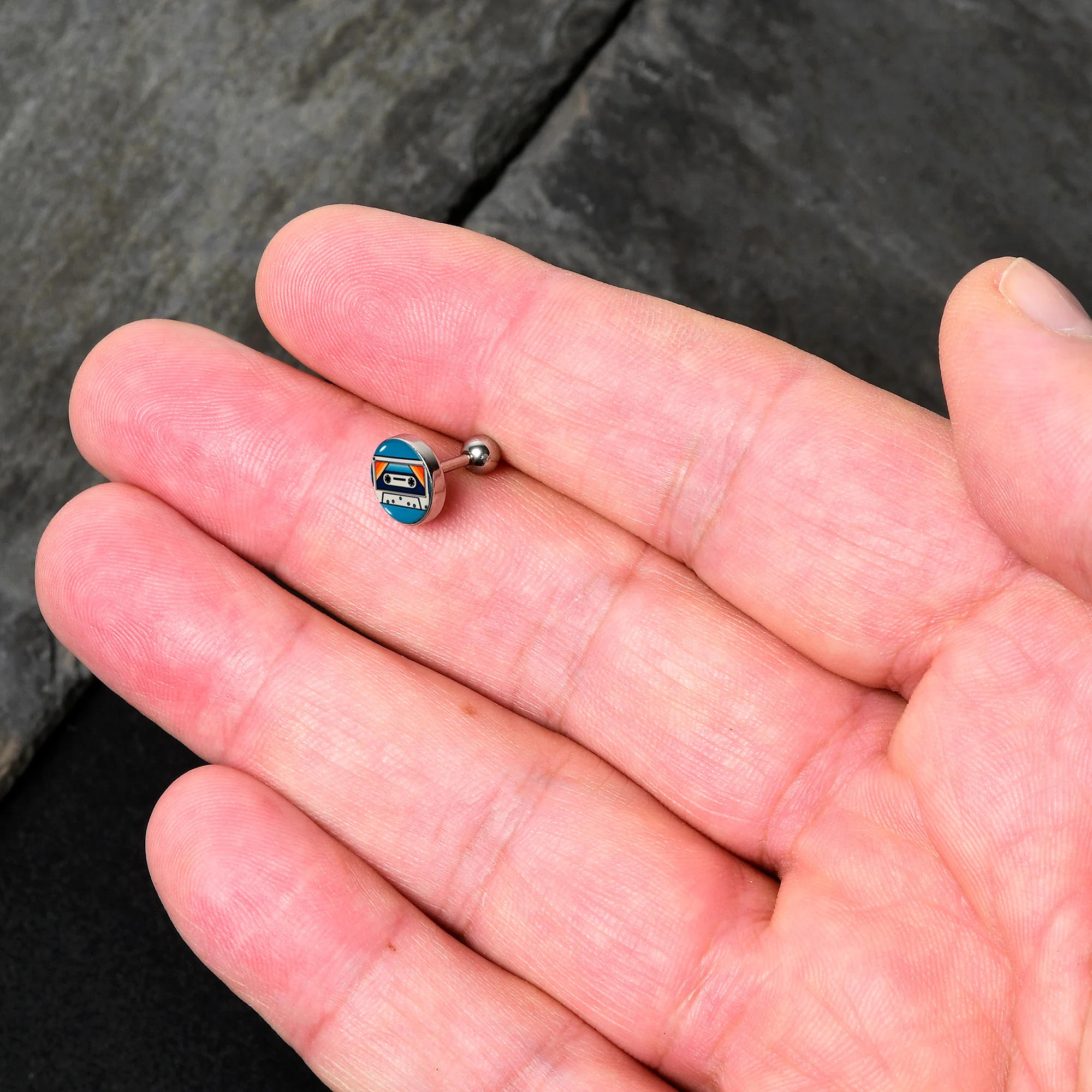 16G 1/4 Retro Cassette Tape Cartilage Tragus Earring by Onyx O - Image 3