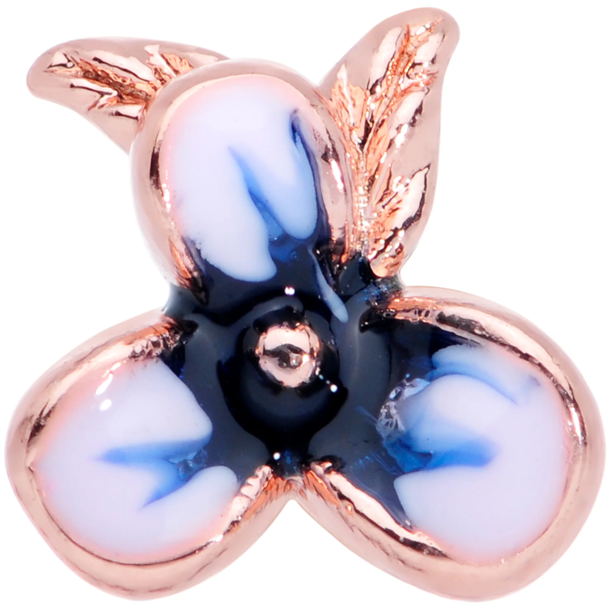 16G 1/4 Rose Gold Tone Tropical Flower Cartilage Tragus - Image 2