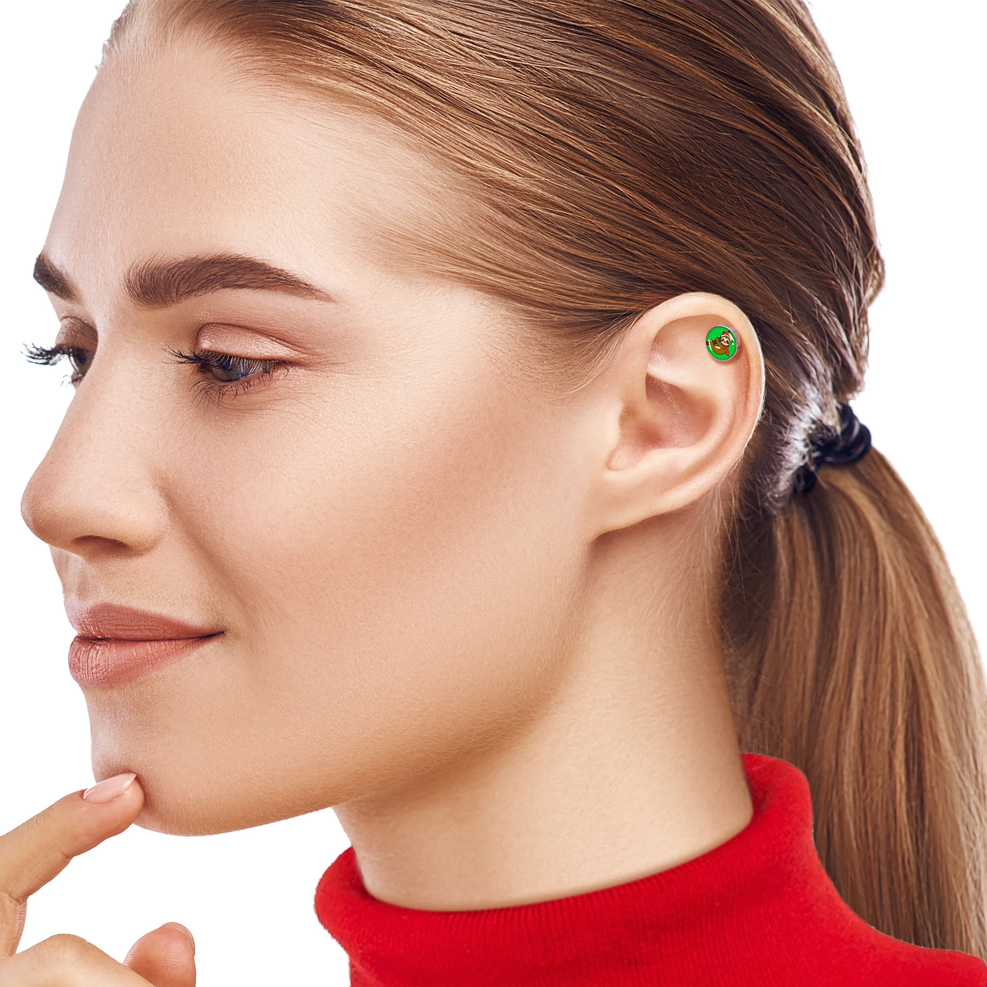 16G 1/4 Santa Sloth Tragus Cartilage Earring by Onyx O - Image 3