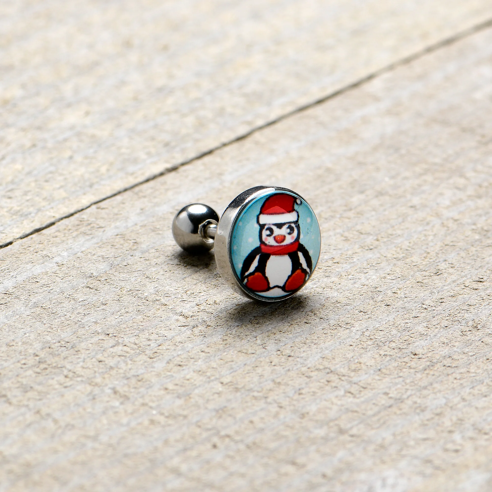 16G 1/4 Snowfall Holiday Penguin Tragus Cartilage Earring by Onyx O - Image 6