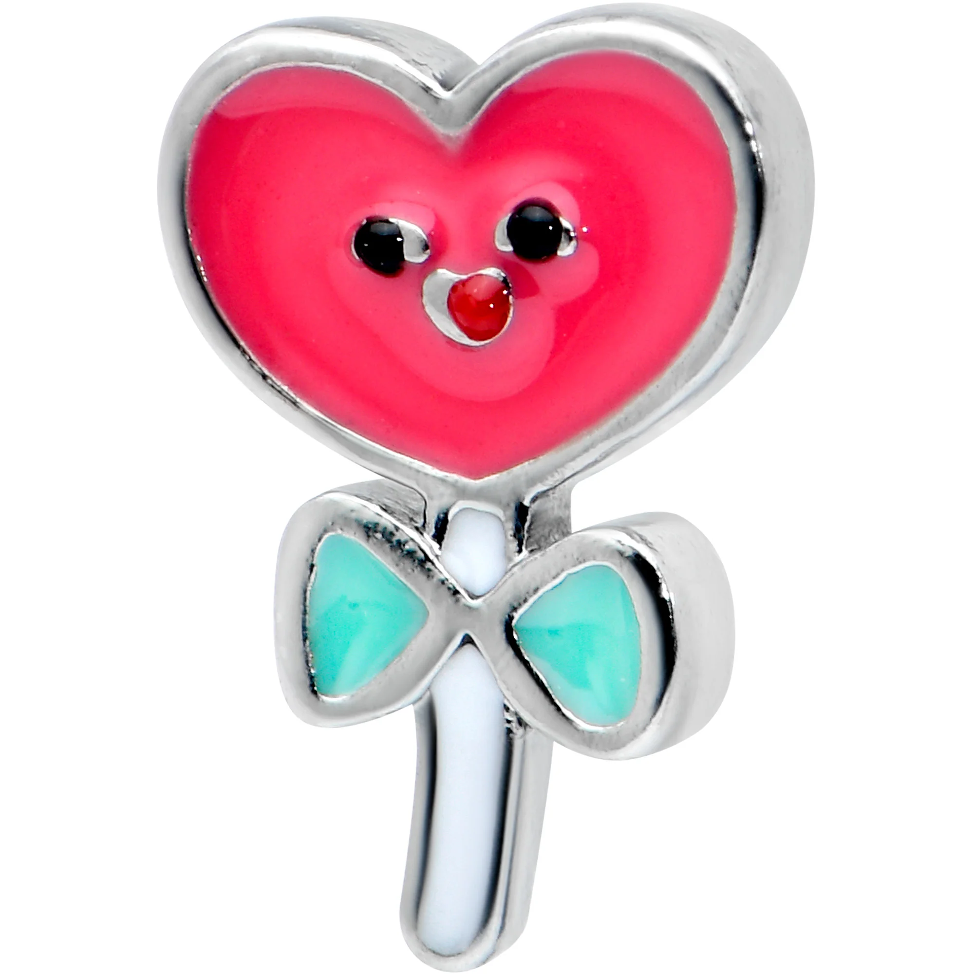 16G 1/4 Sweet Happy Heart Lollipop Cartilage Tragus Earring - Image 2