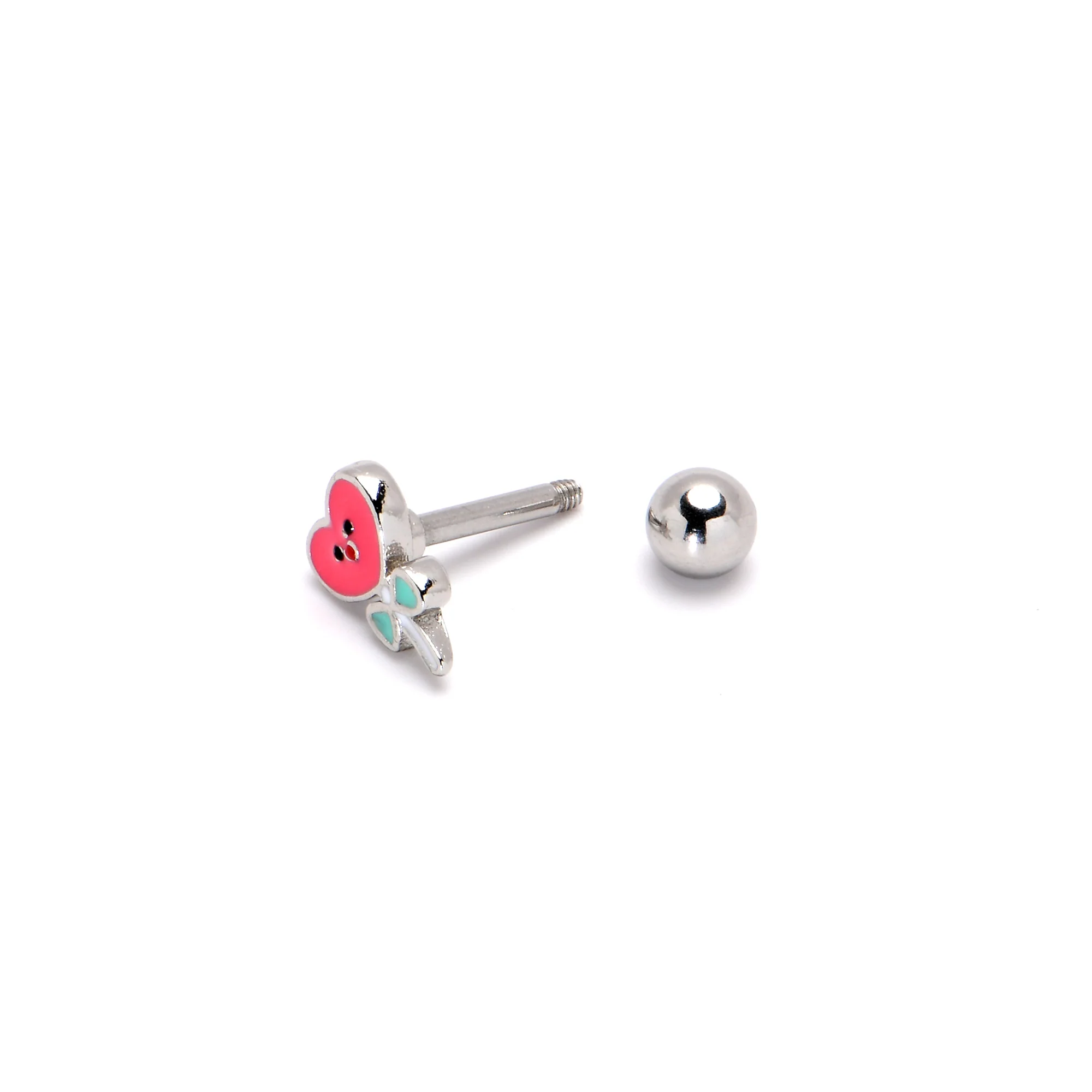 16G 1/4 Sweet Happy Heart Lollipop Cartilage Tragus Earring - Image 7