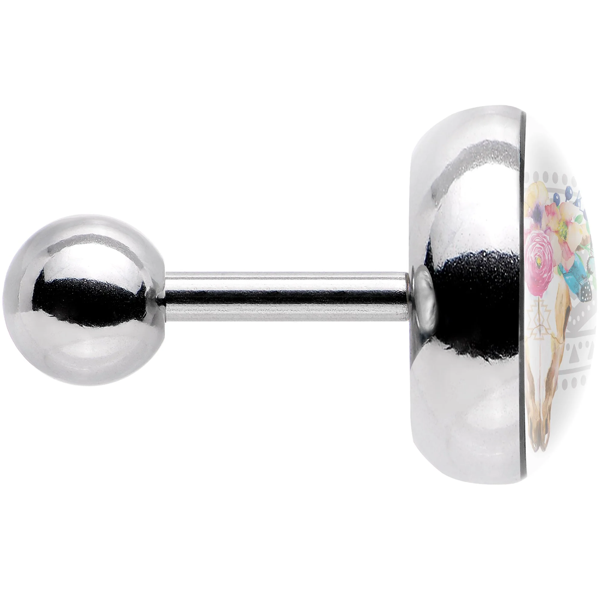16G 1/4 Watercolor Flower Animal Skull Tragus Cartilage Earring - Image 3