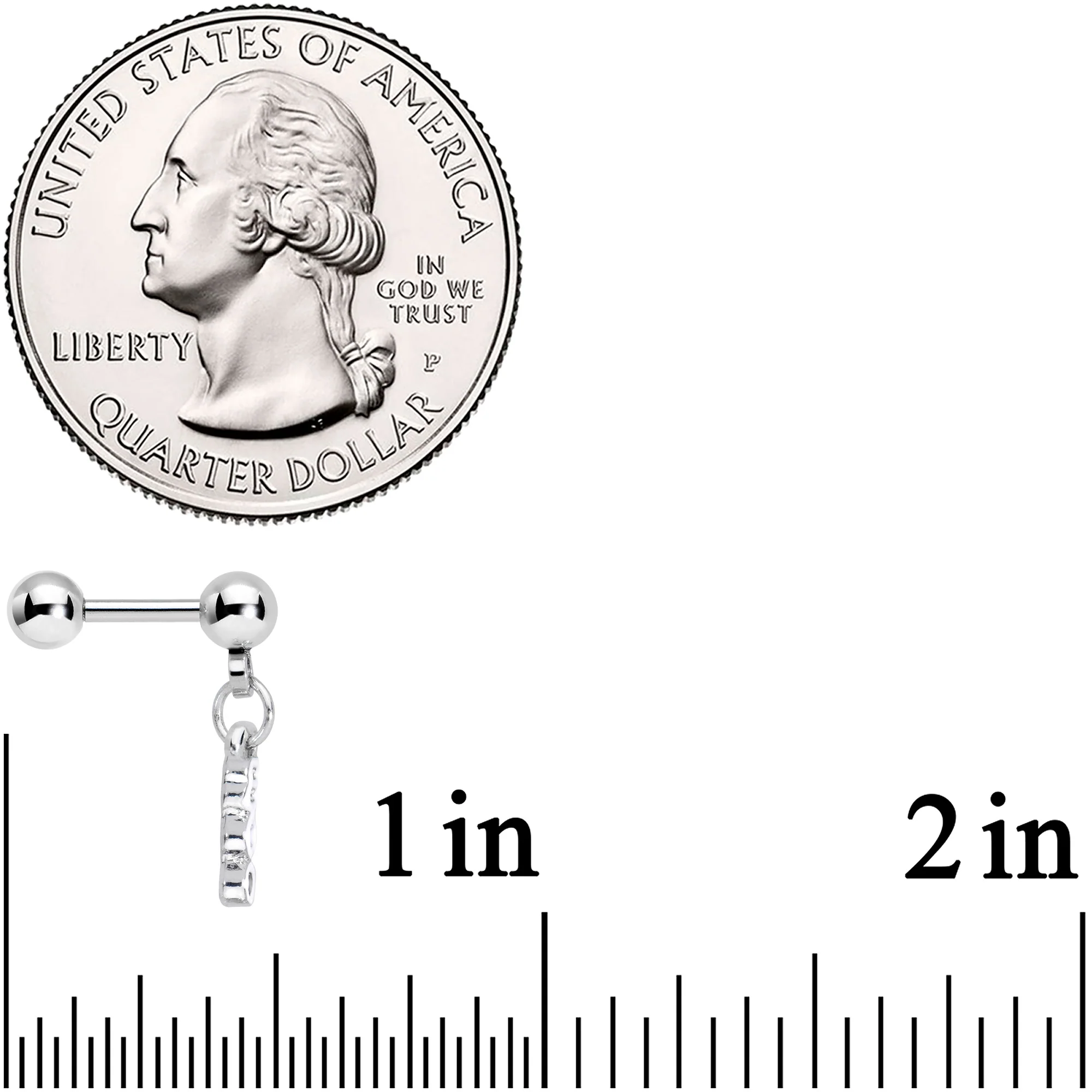 16G 1/4 White Boo Halloween Dangle Cartilage Tragus Earring - Image 3