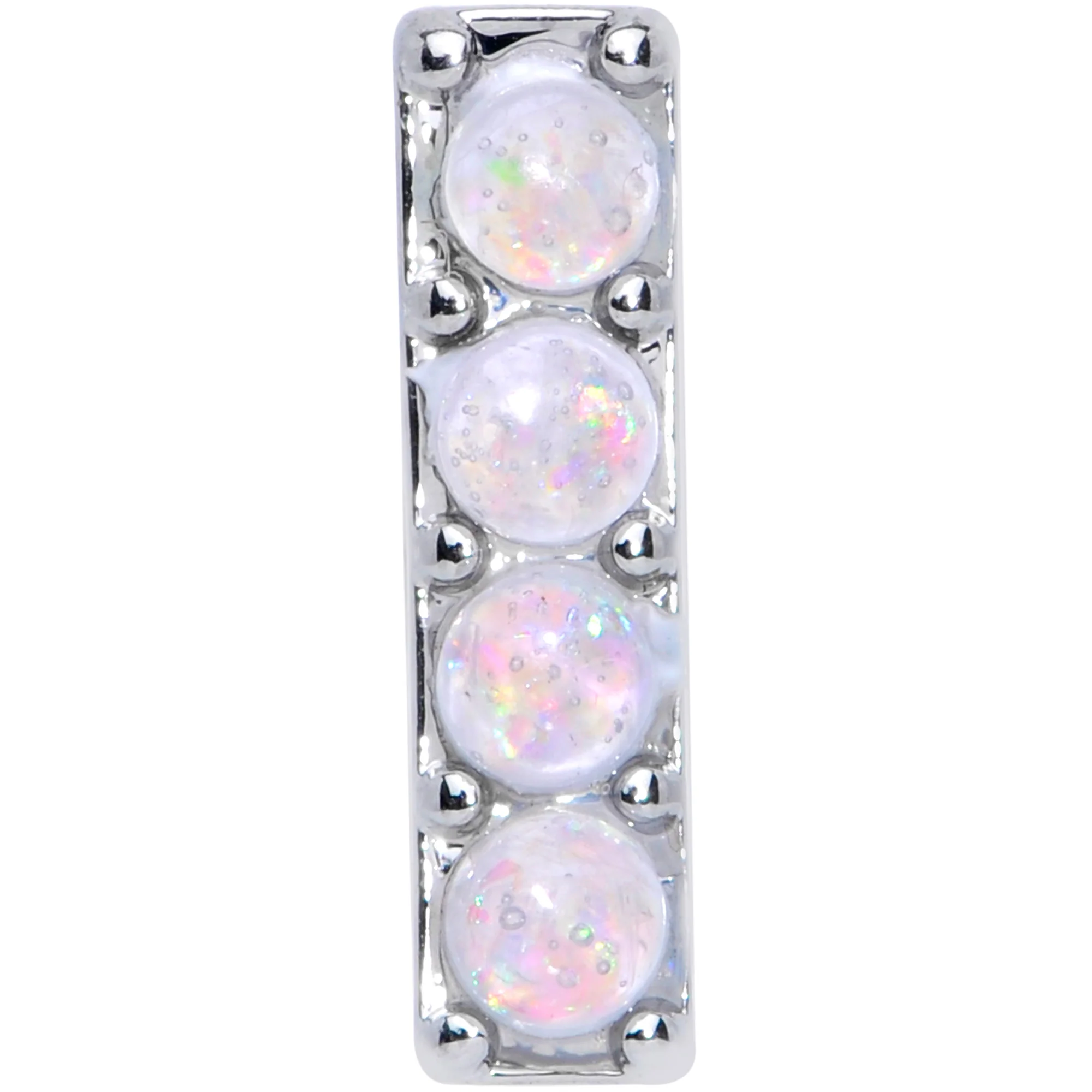 16G 1/4 White Faux Opal Quad Cartilage Tragus Earring - Image 3