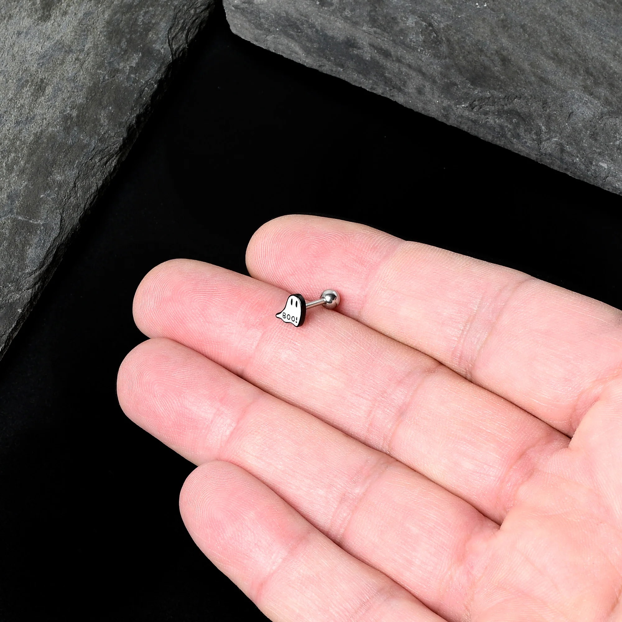 16G 1/4 White Ghost Glow in the Dark Cartilage Tragus Earring - Image 8