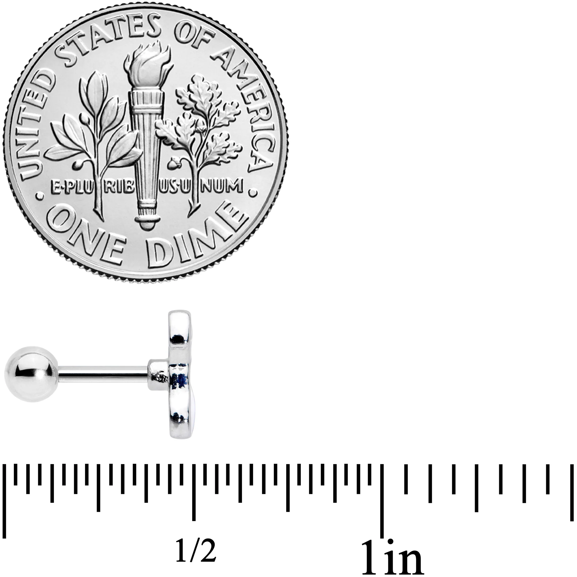16G 1/4 White Sitting Dog Cartilage Tragus Earring - Image 4