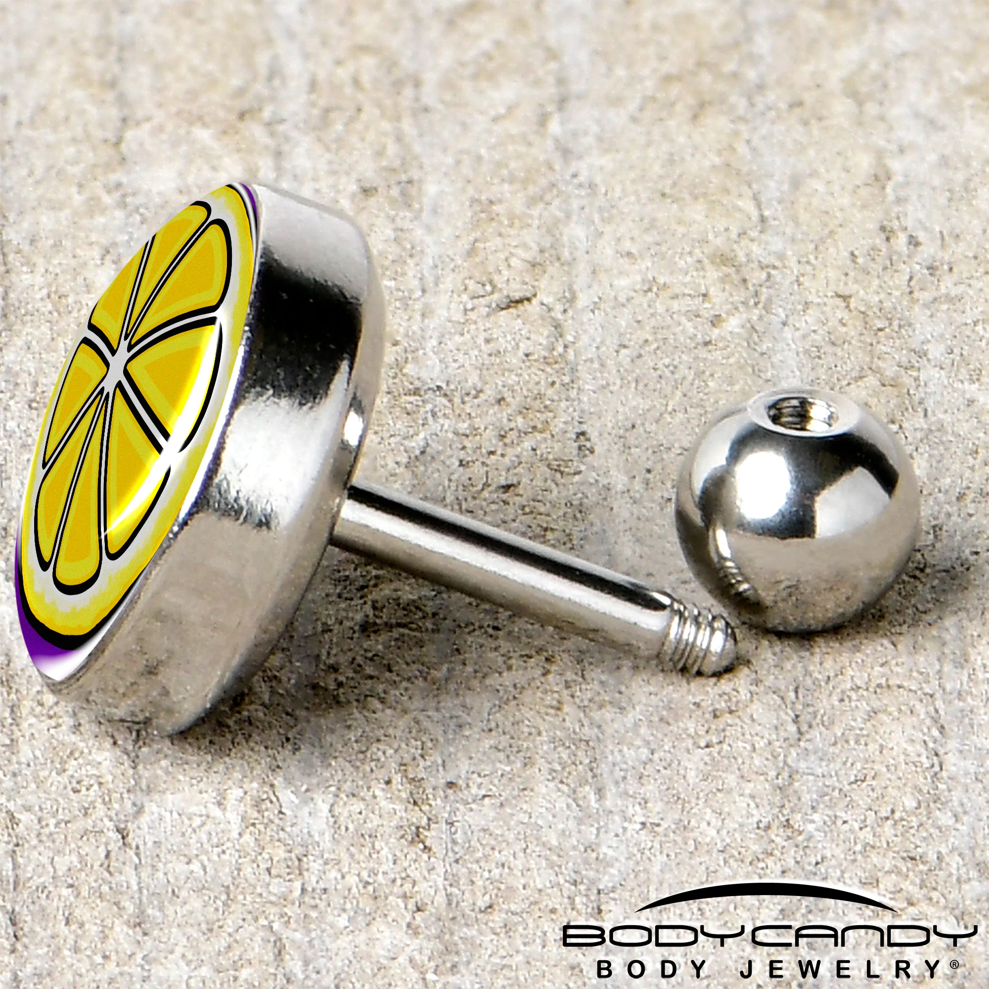 16G 1/4 Yellow Slice of Lemon Tragus Cartilage Earring by Onyx O - Image 5