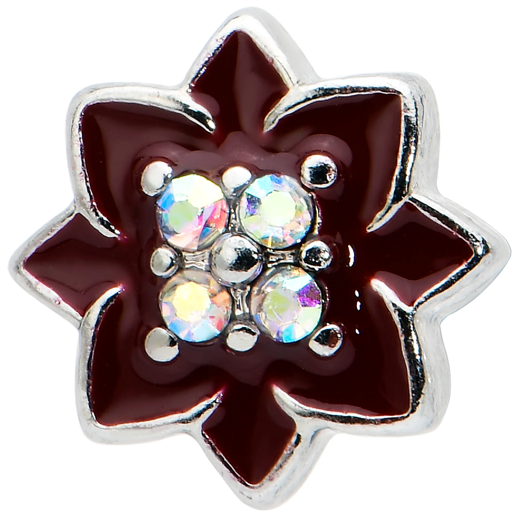 16G 1/4 Aurora Gem Poinsettia Flower Cartilage Tragus Earring - Image 2