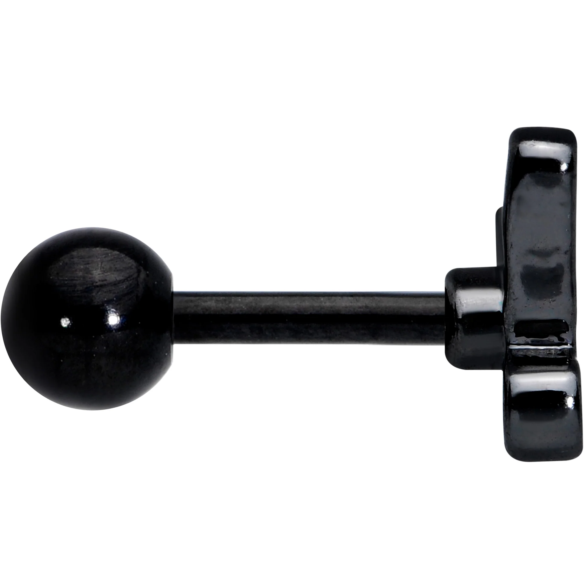 16G 1/4 Black Shark Bite Cartilage Tragus Earring - Image 3
