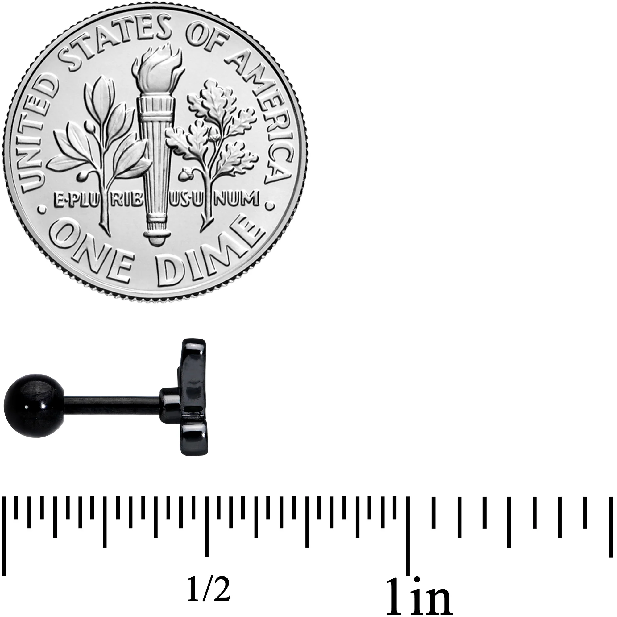16G 1/4 Black Shark Bite Cartilage Tragus Earring - Image 4