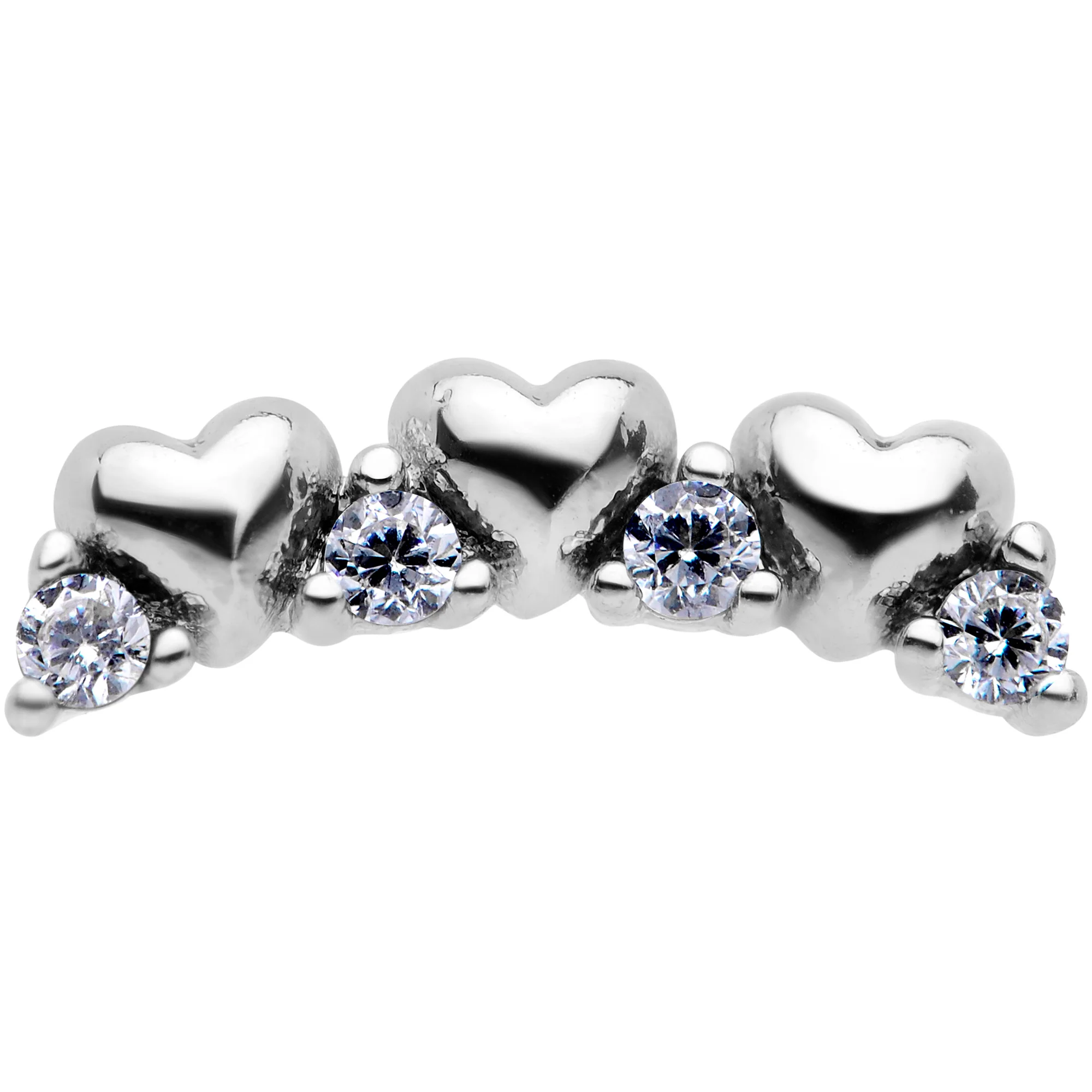 16G 1/4 Clear CZ Gem Tiny Hearts Cartilage Tragus Earring - Image 2