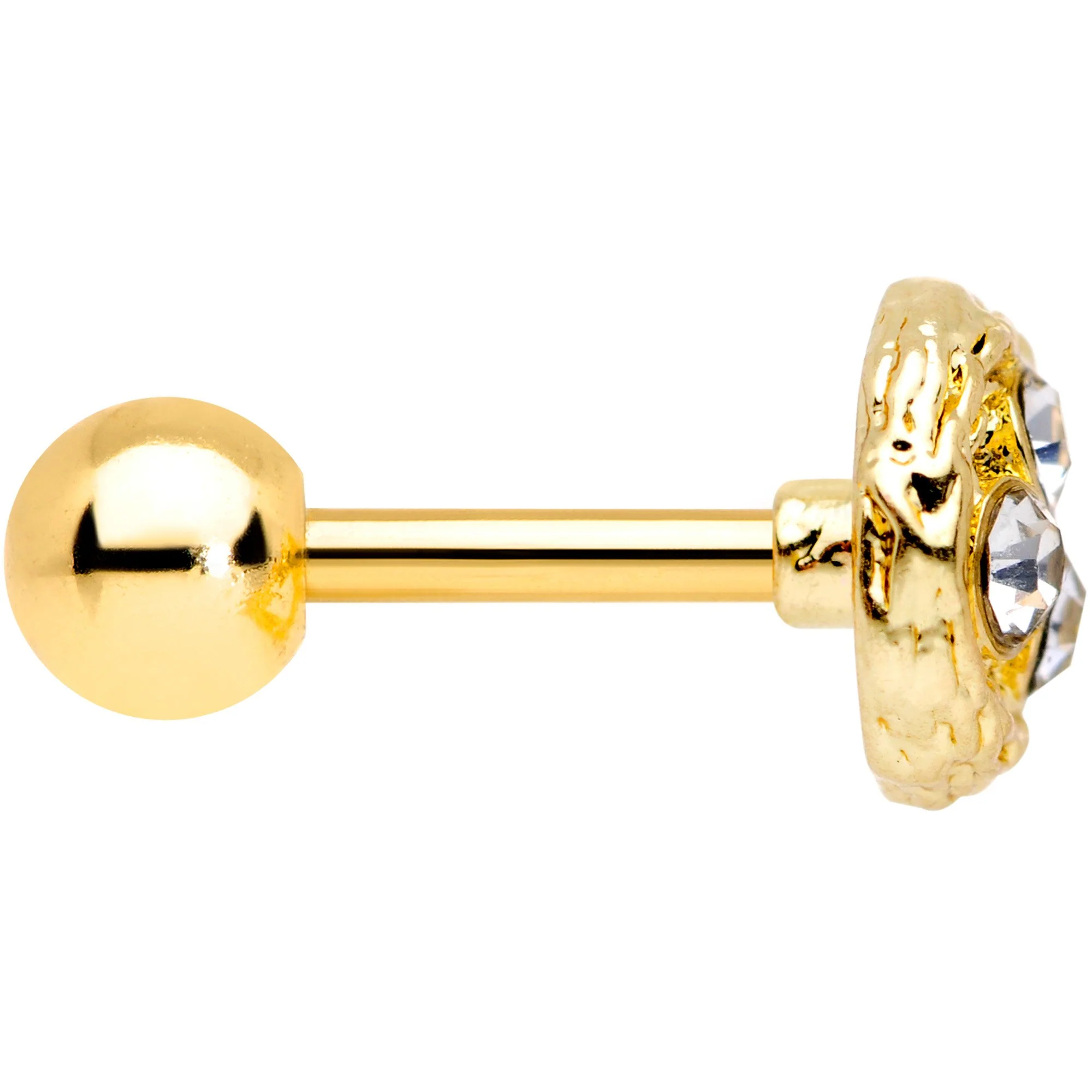 16G 1/4 Clear Gem Gold Tone Birds Nest Cartilage Tragus Earring - Image 3