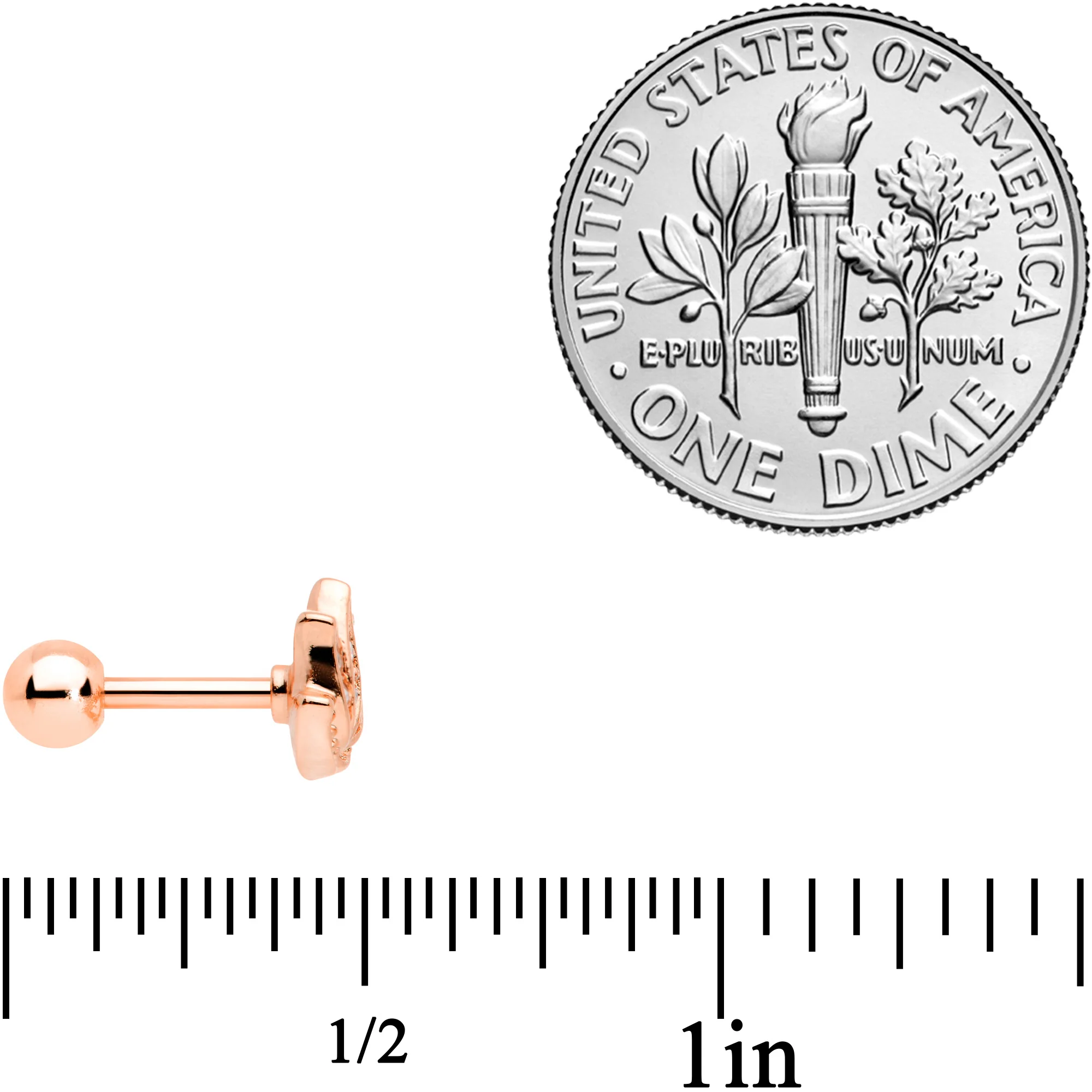 16G 1/4 Clear Gem Rose Gold Tone Lotus Flower Cartilage Tragus Earring - Image 4