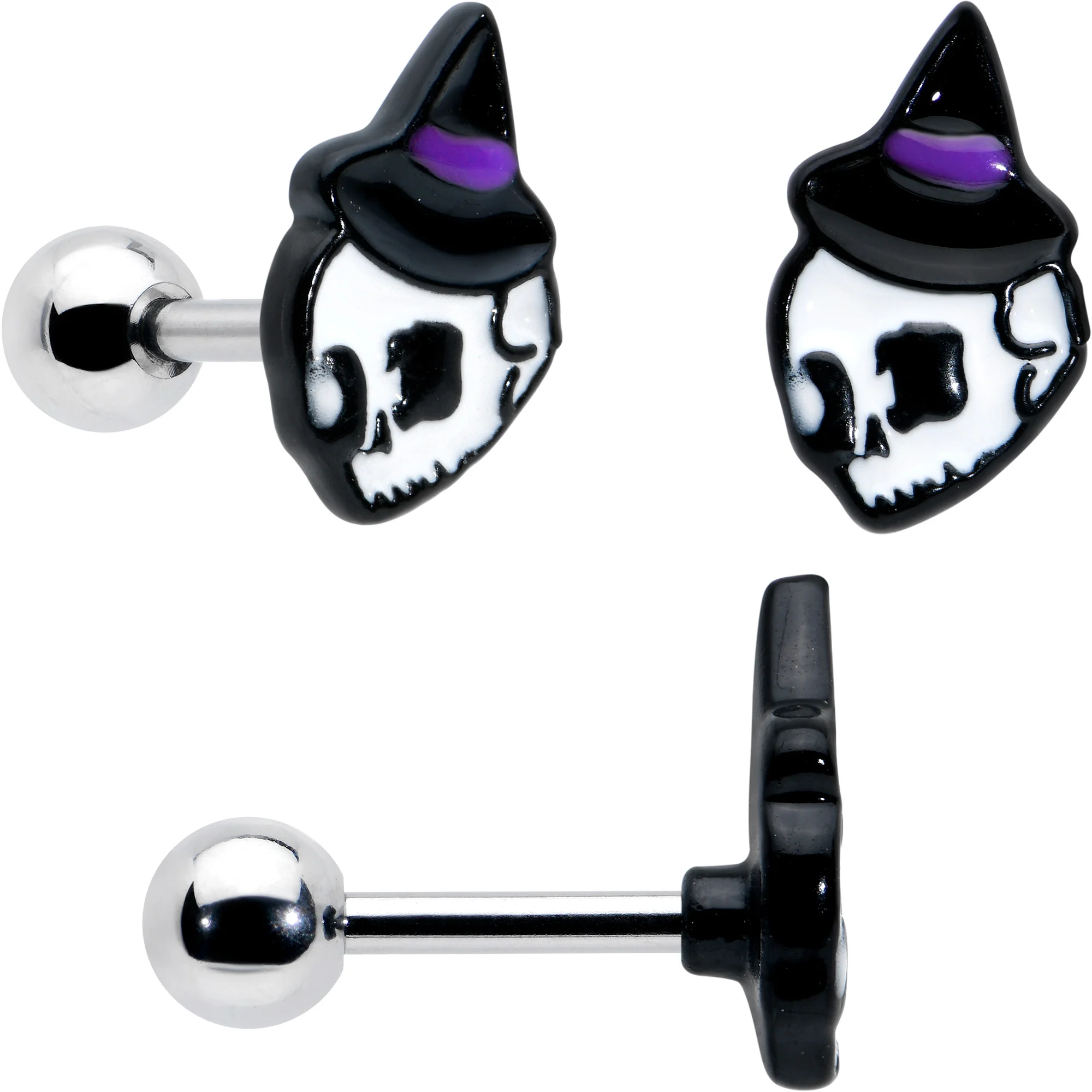 16G 1/4 Glow in Dark Skull Ghost Halloween Cartilage Set of 3 - Image 2