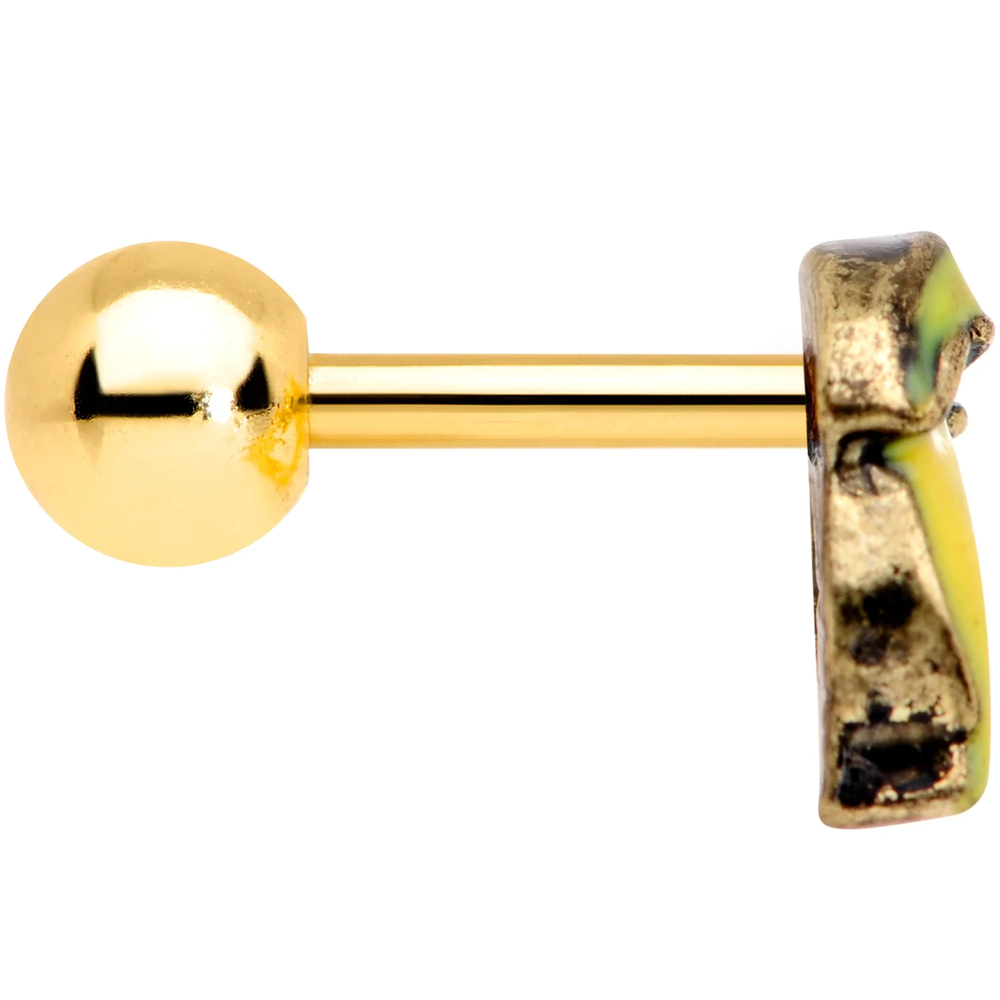 16G 1/4 Gold Tone Banana Peel Gun Cartilage Tragus Earring - Image 3