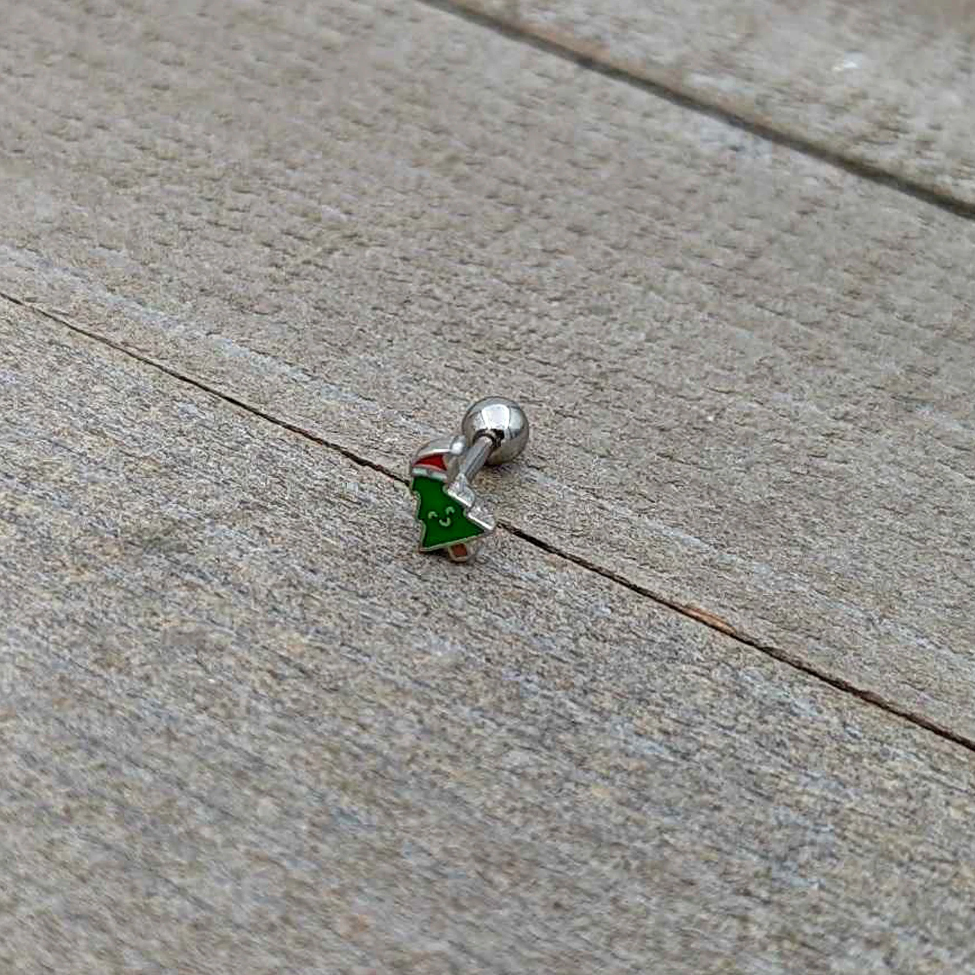 16G 1/4 Happy Christmas Tree Hat Cartilage Tragus Earring - Image 7