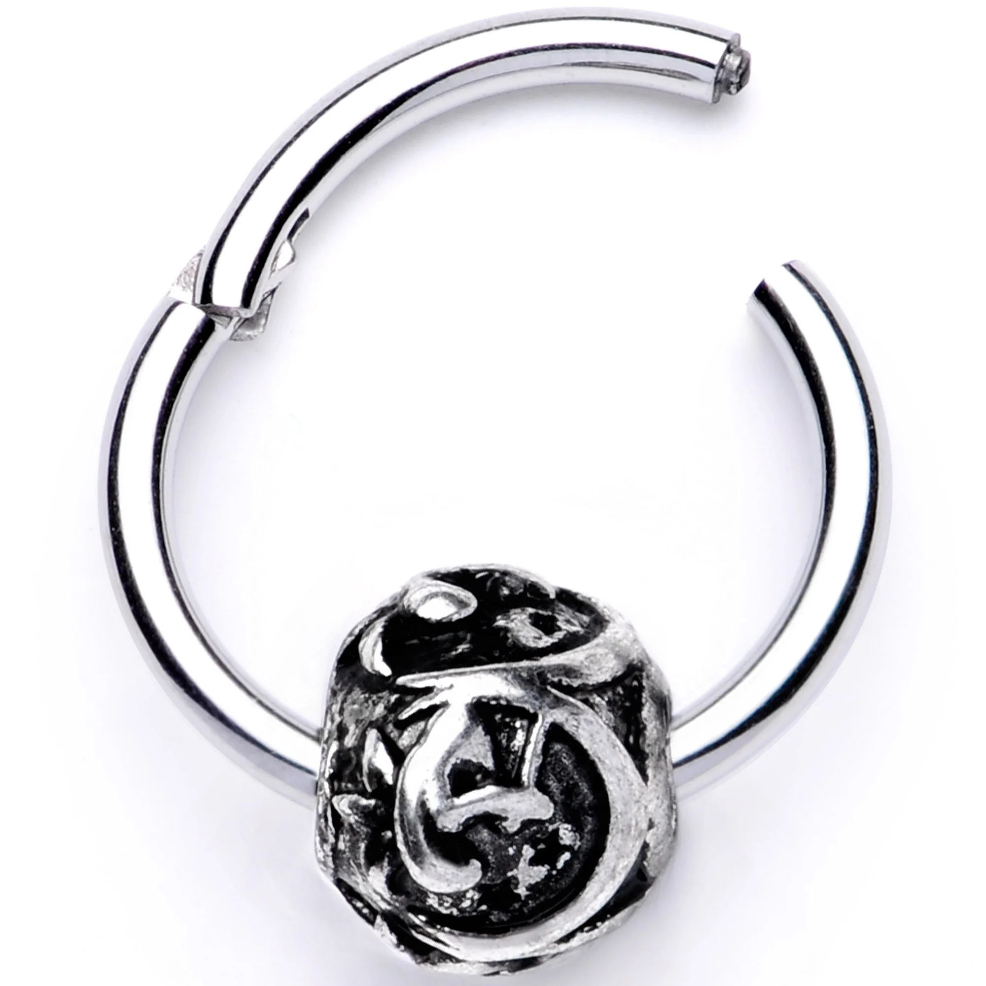 16G 3/8 Abstract Pattern Bead Hinged Segment Ring - Image 2