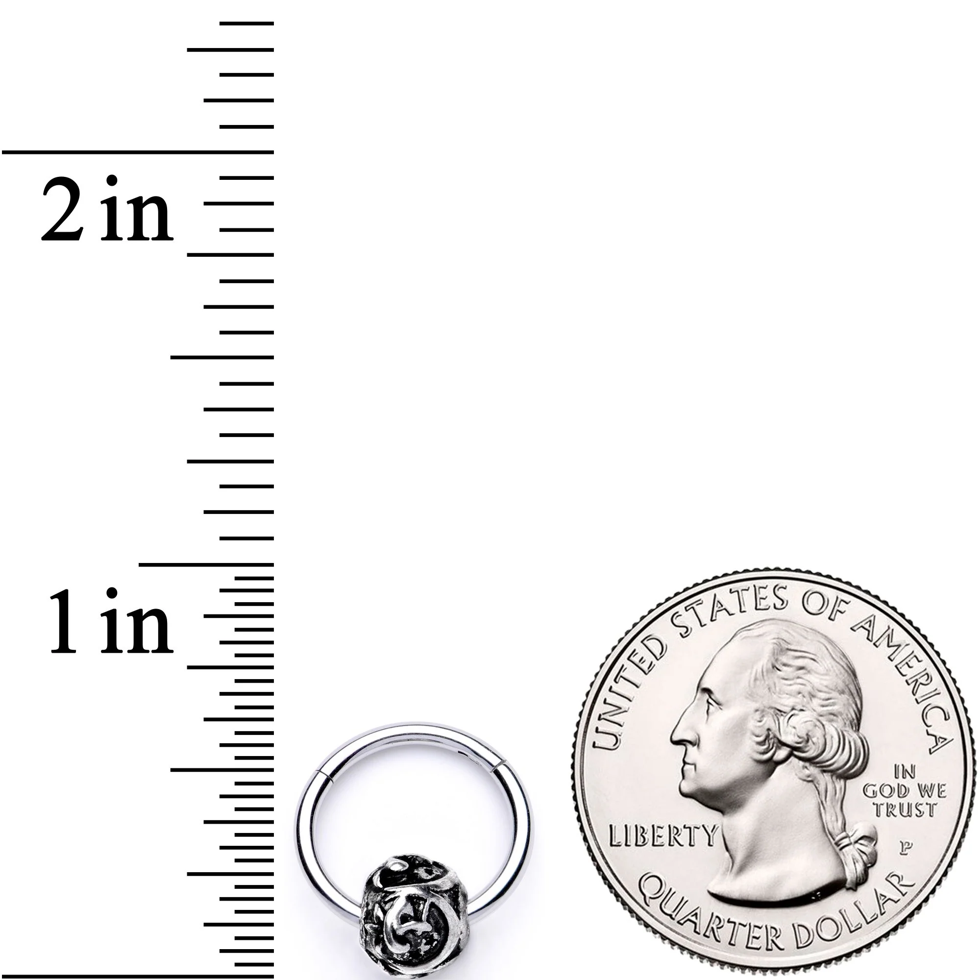 16G 3/8 Abstract Pattern Bead Hinged Segment Ring - Image 3