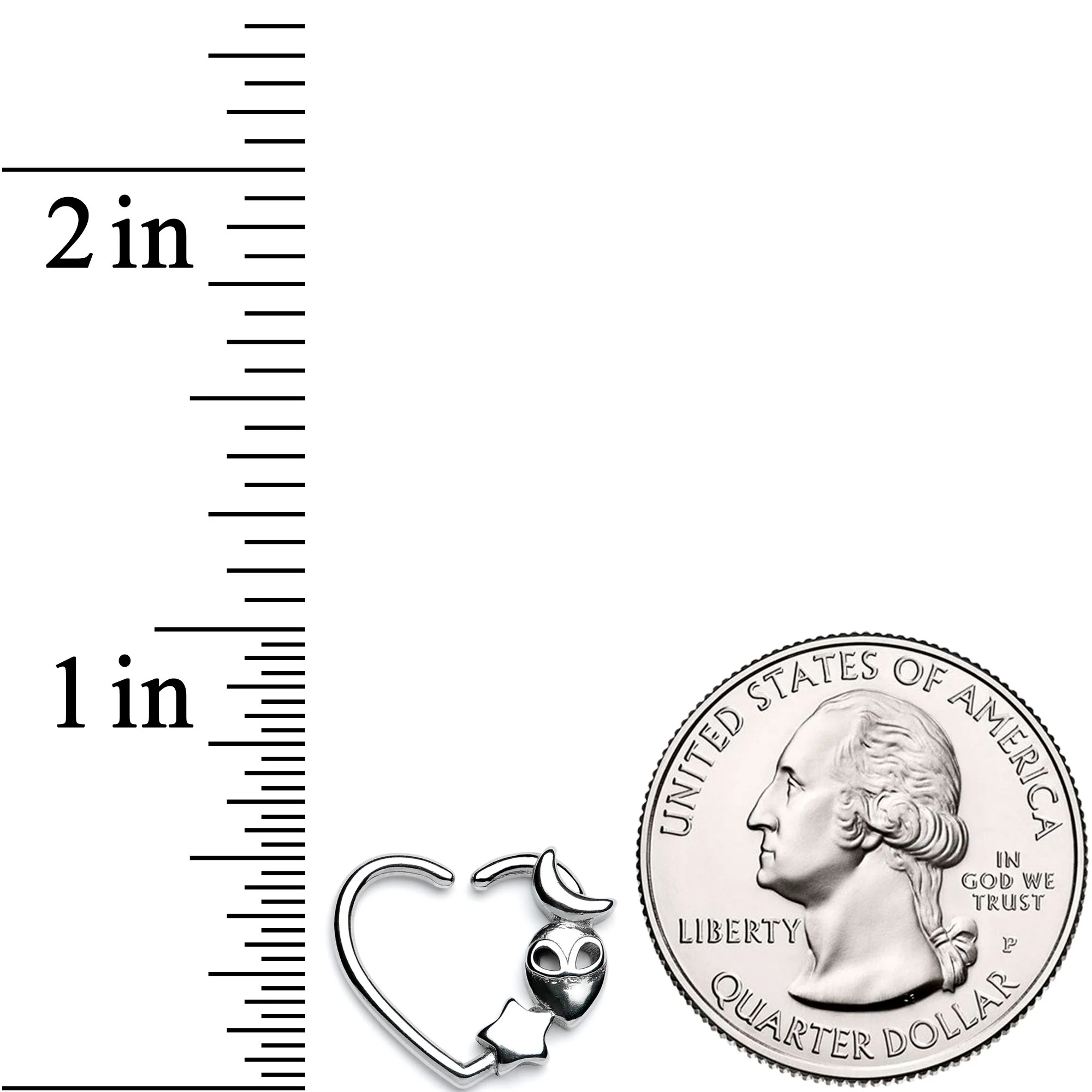 16G 3/8 Alien Among The Stars Left Heart Closure Ring - Image 2