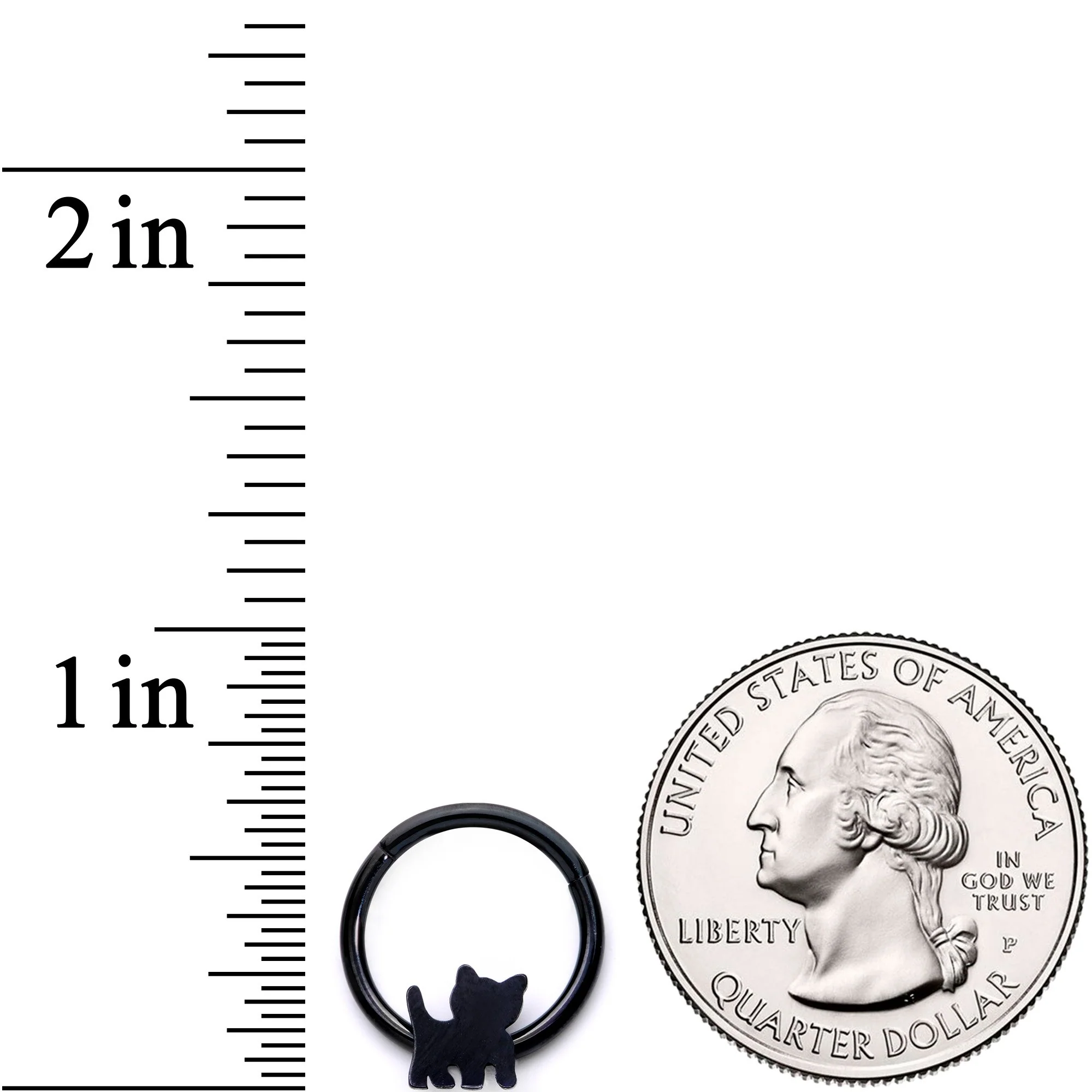 16G 3/8 Black Kitty Cat Hinged Segment Ring - Image 3