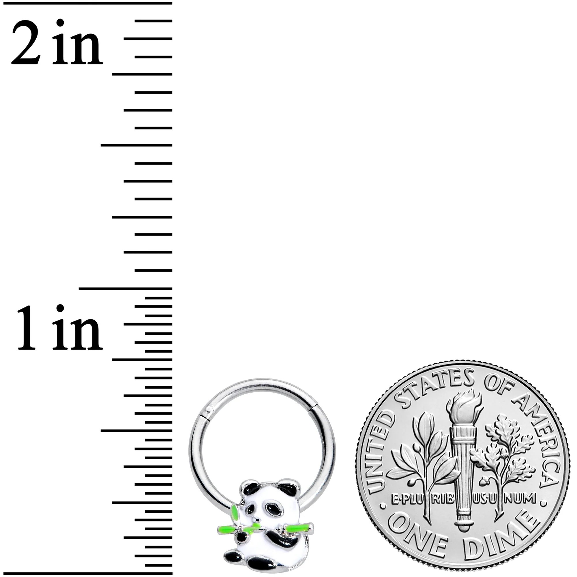 16G 3/8 Black White Hungry Panda Hinged Segment Ring - Image 3
