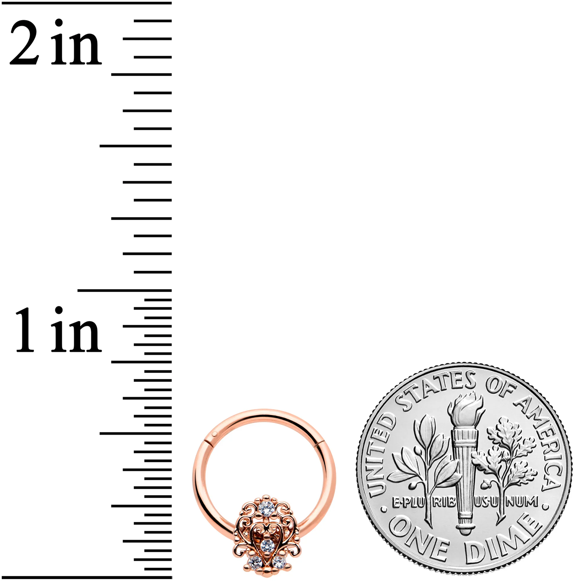 16G 3/8 Clear CZ Gem Rose Gold Tone Elegant Hinged Segment Ring - Image 3