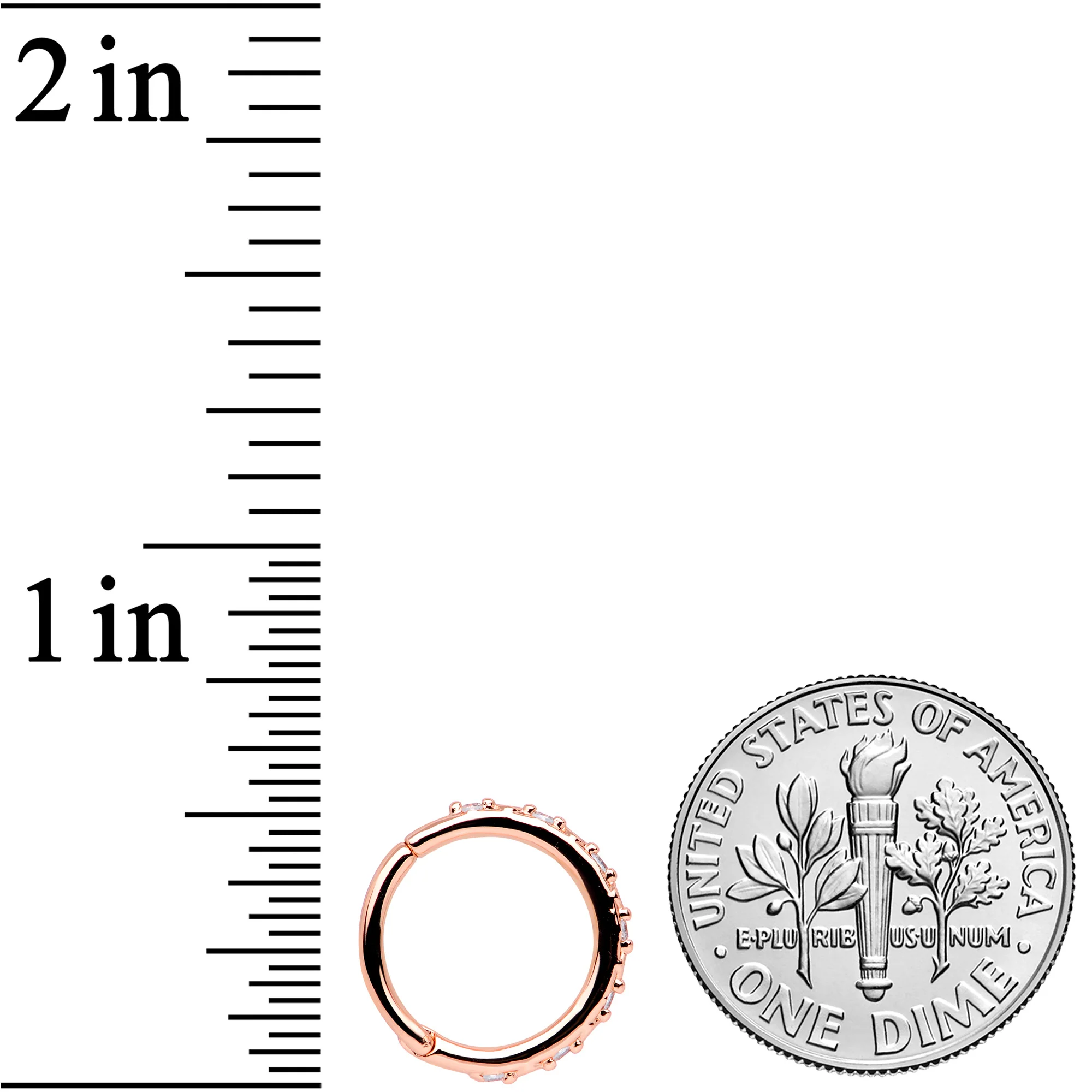 16G 3/8 Clear CZ Gem Rose Gold Tone Subtle Hinged Segment Ring - Image 4
