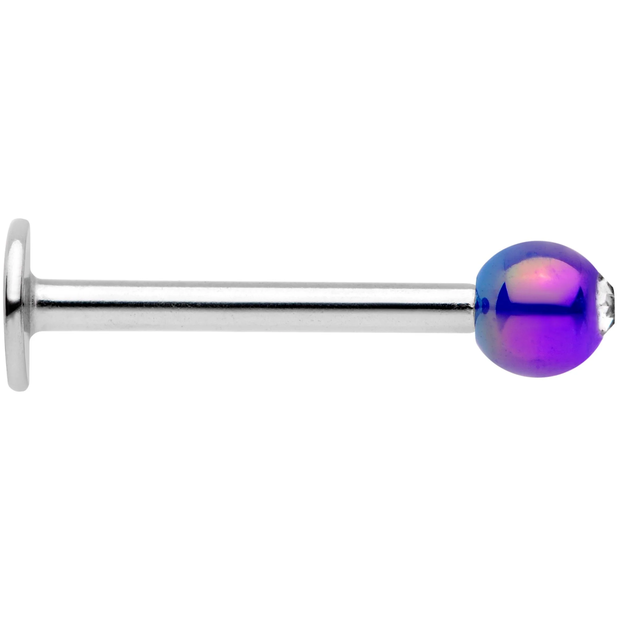16G 3/8 Clear Gem Blue Pearlescent Labret Monroe Tragus - Image 2