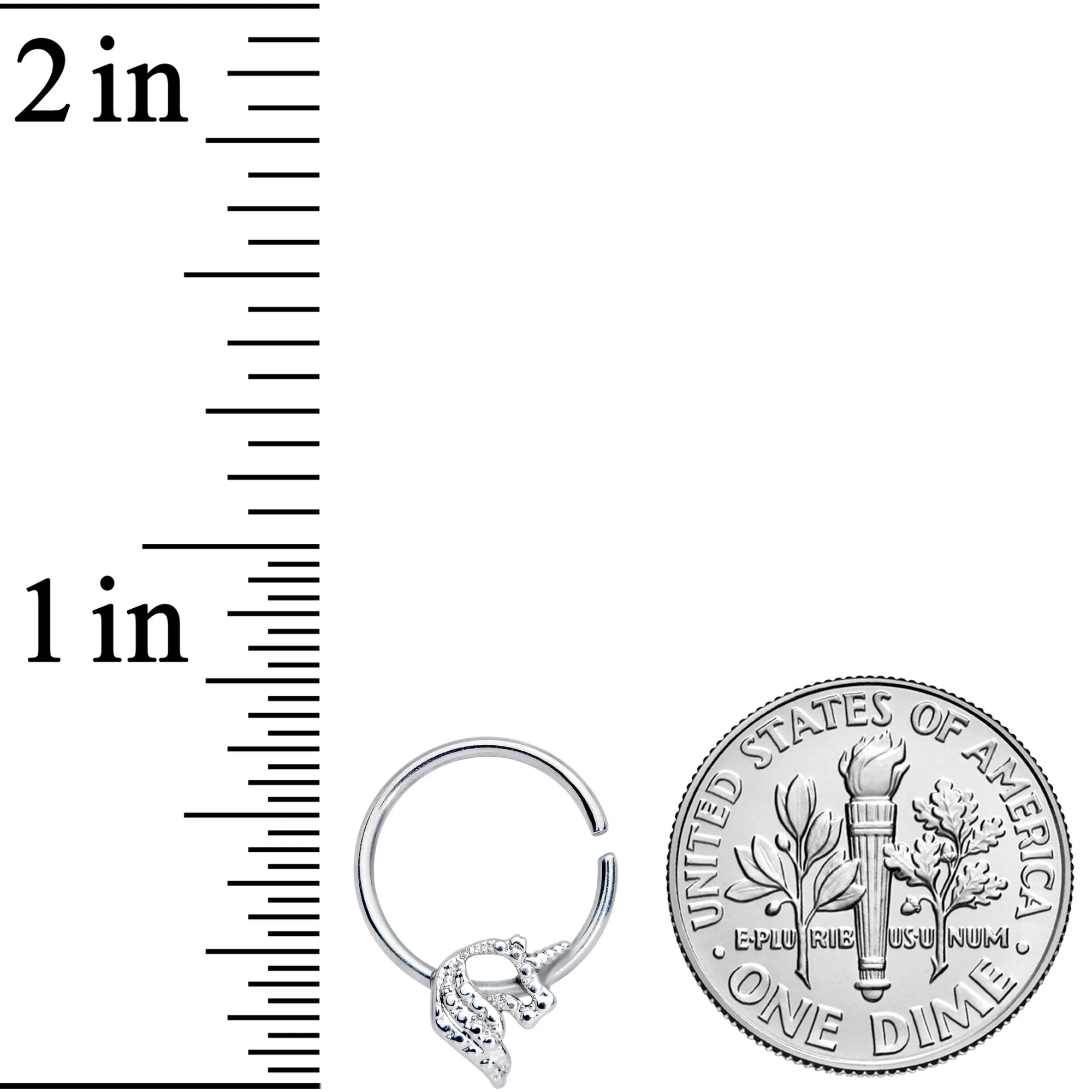 16G 3/8 Clear Gem Silhouette Unicorn Closure Ring - Image 3