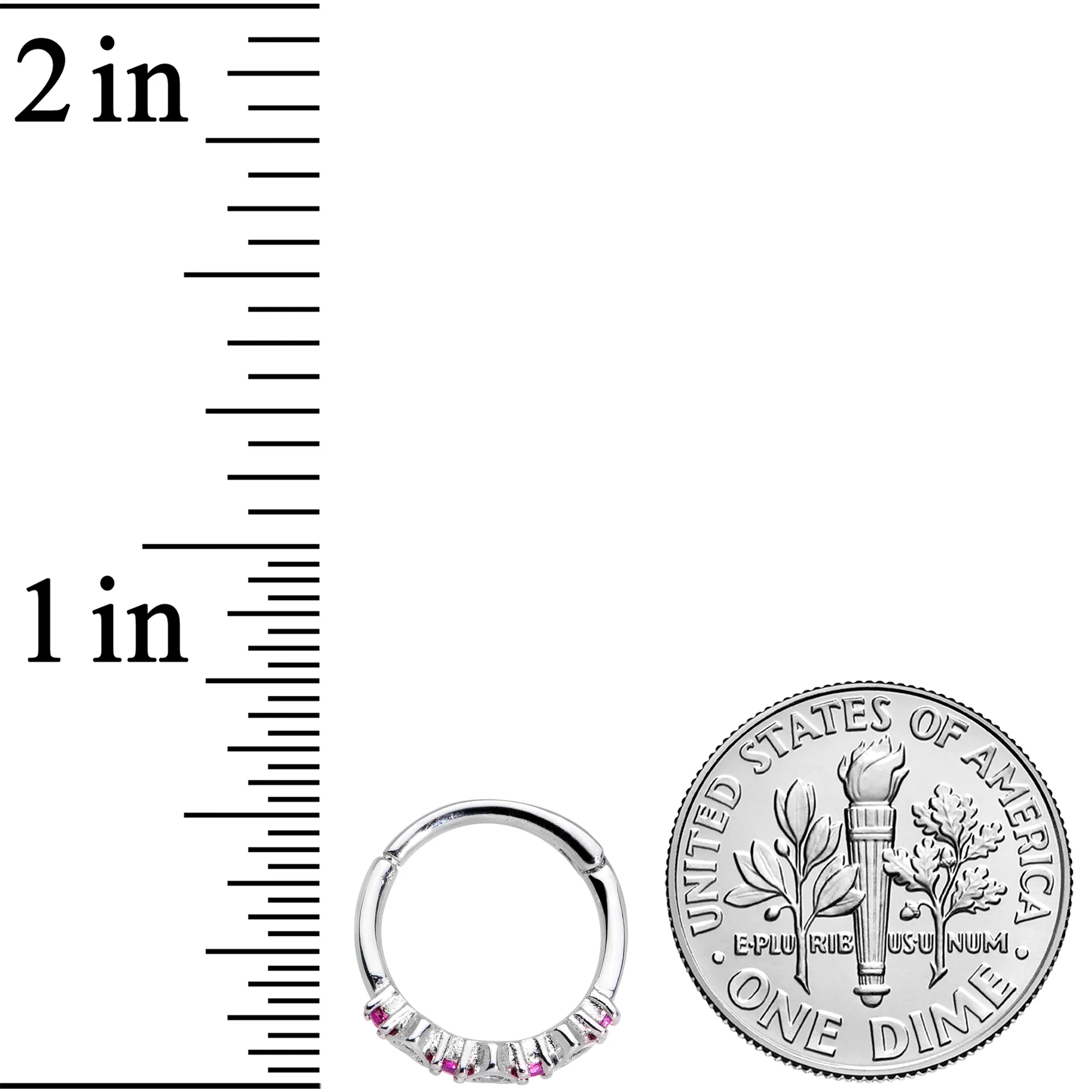 16G 3/8 Clear Pink CZ Gem Hearts Hinged Segment Ring - Image 4