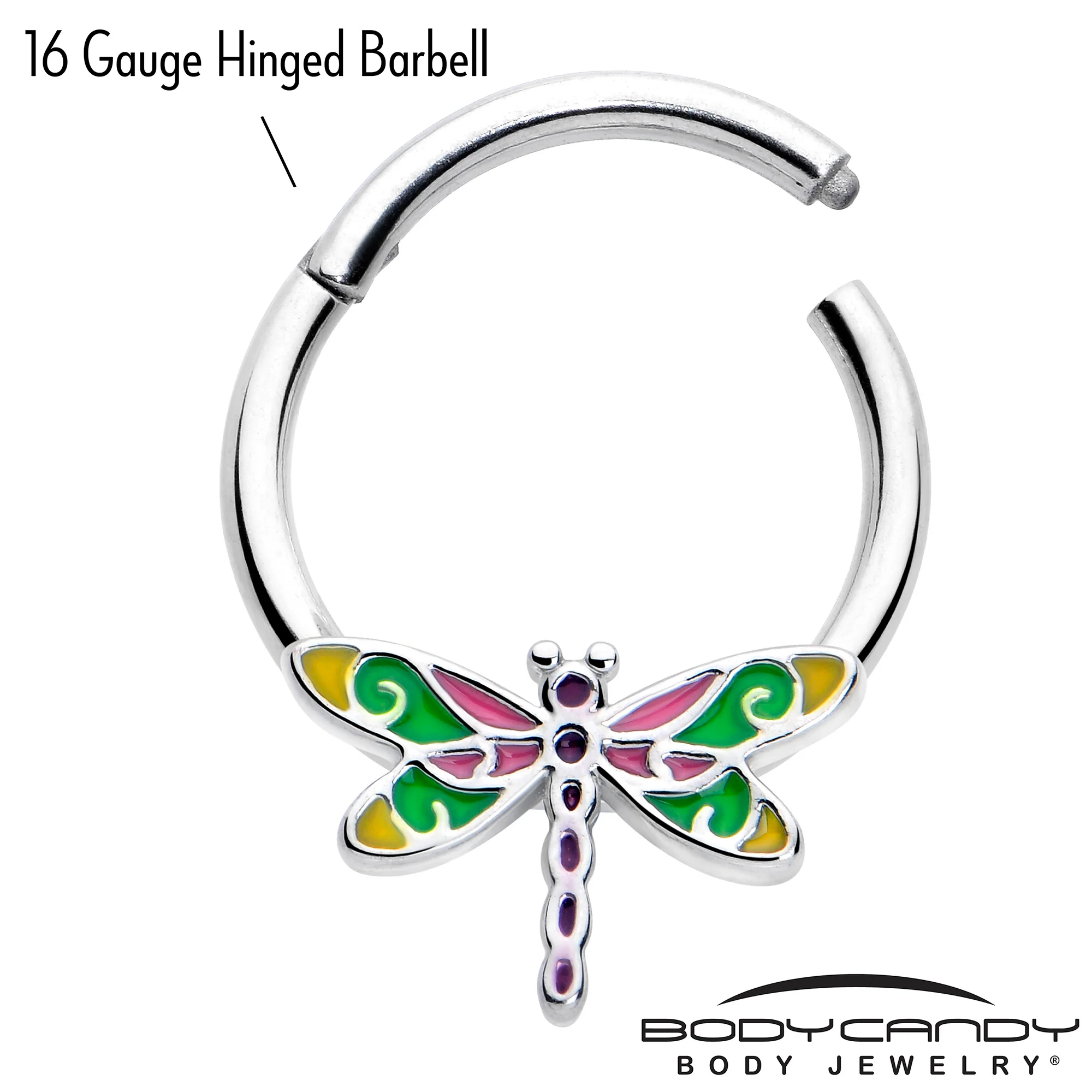 16G 3/8 Dragonfly Color Hinged Segment Ring - Image 3