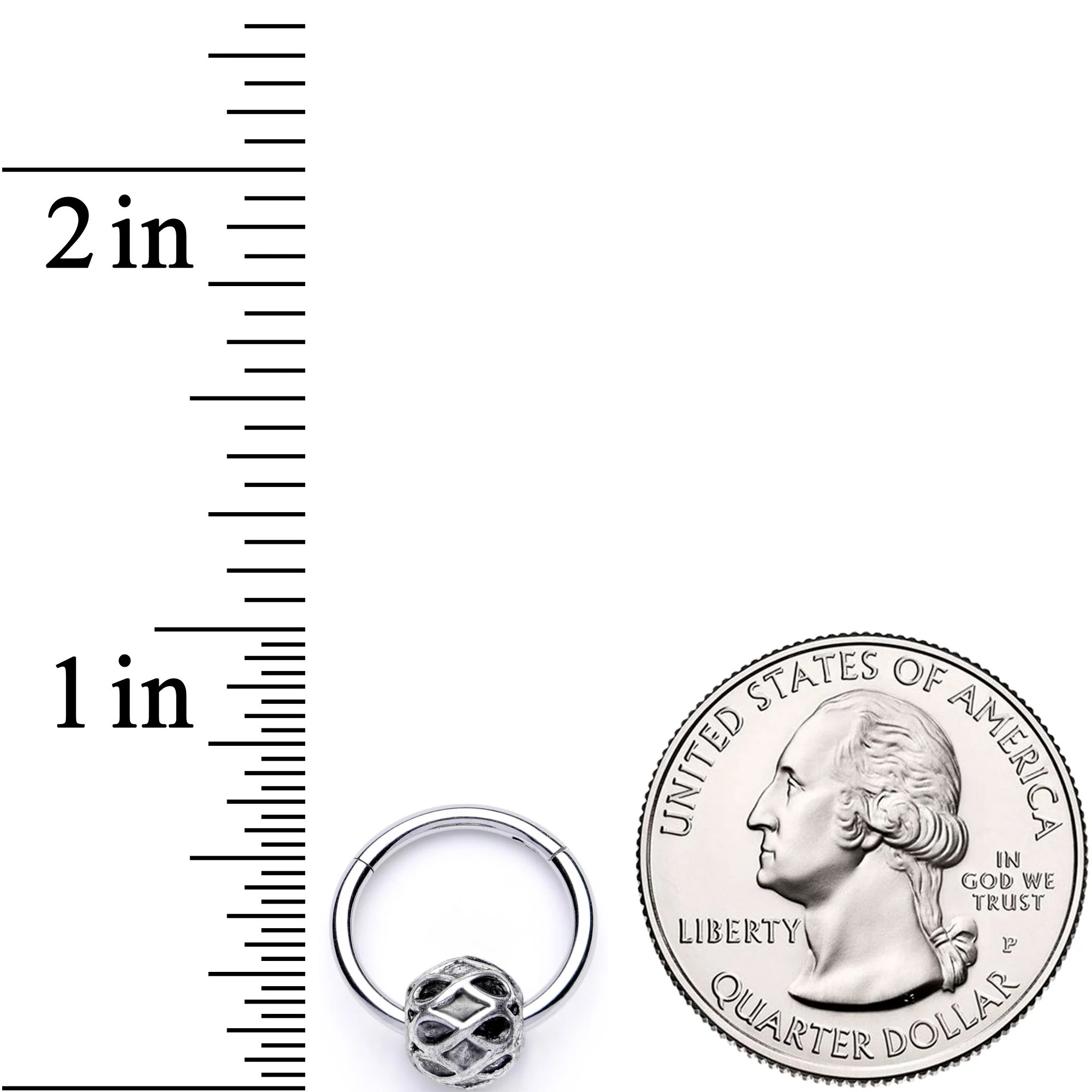 16G 3/8 Geometric Pattern Bead Hinged Segment Ring - Image 3