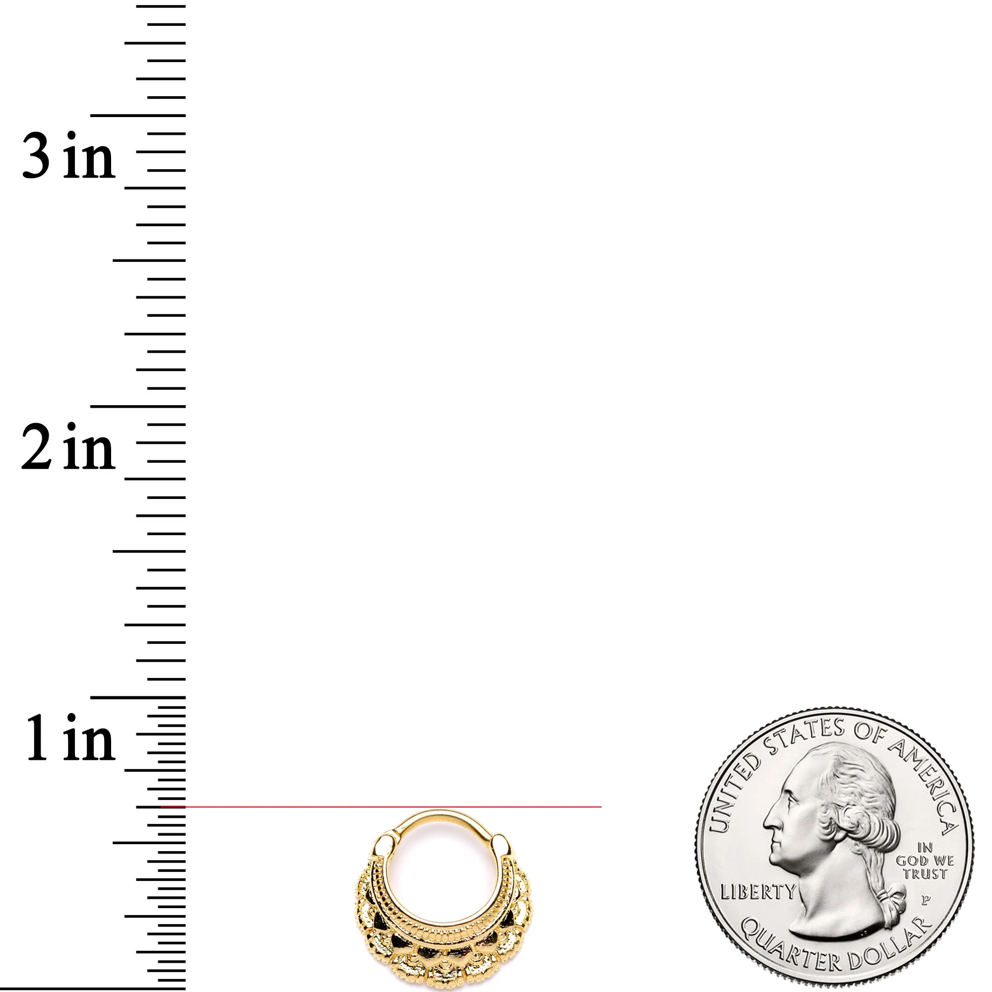 16G 3/8 Gold Tone Always Elegant Septum Clicker - Image 3