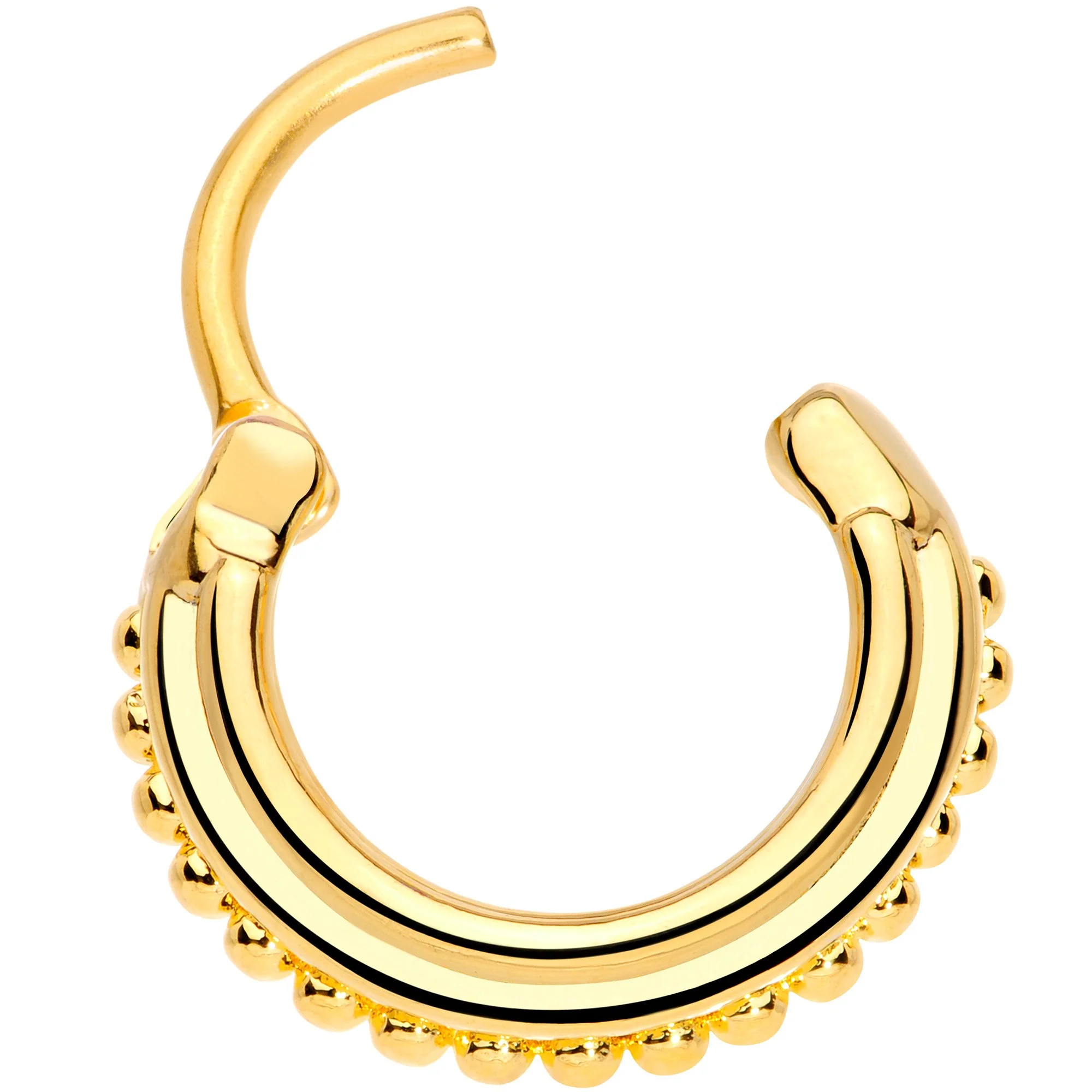 16G 3/8 Gold Tone Delicate Details Hinged Septum Ring - Image 2