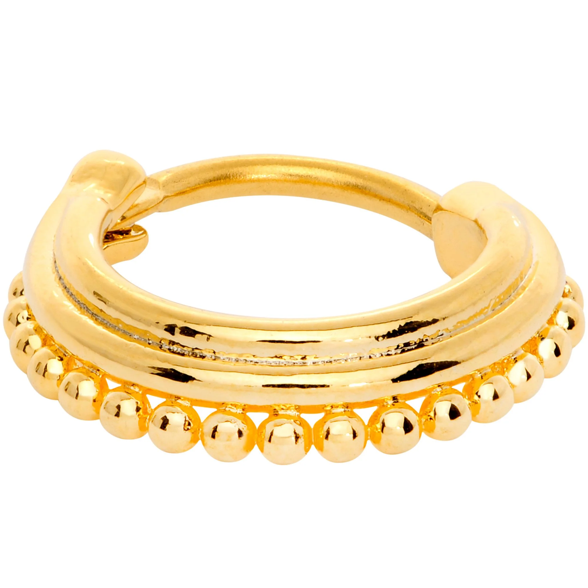 16G 3/8 Gold Tone Delicate Details Hinged Septum Ring - Image 3