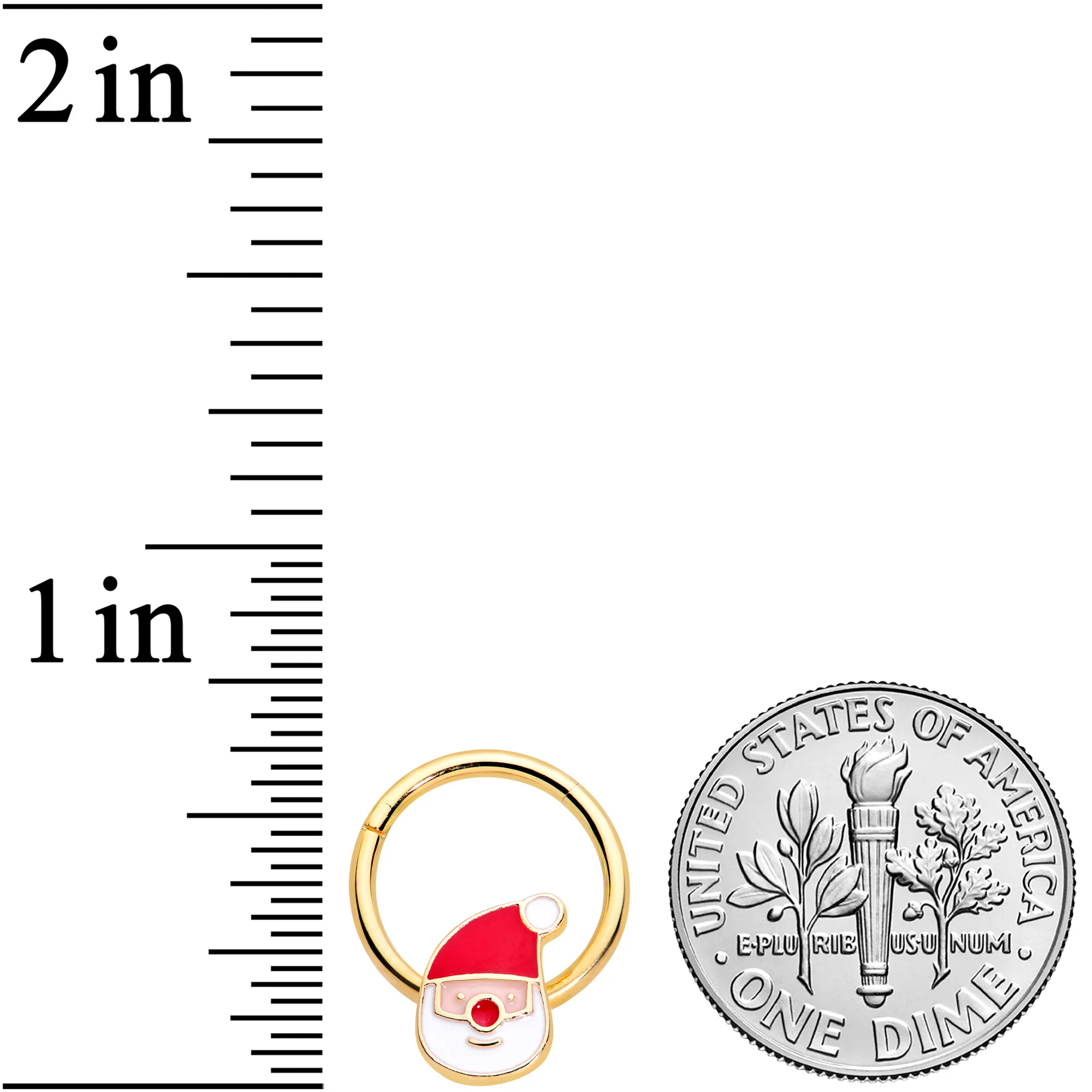 16G 3/8 Gold Tone Smiling Santa Christmas Hinged Segment Ring - Image 3
