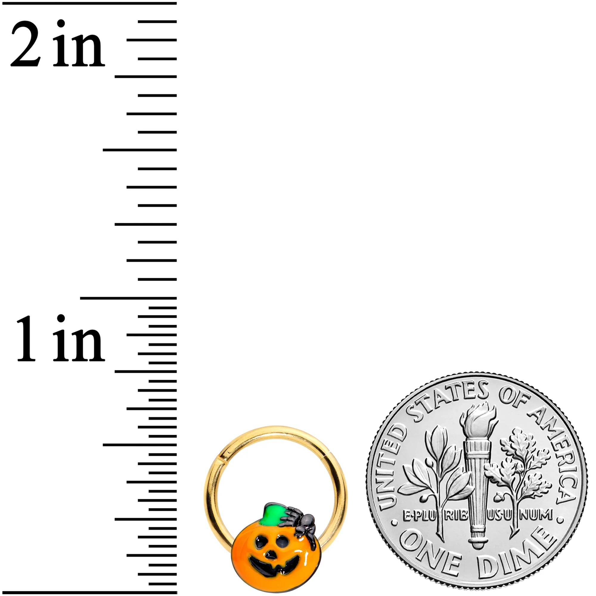 16G 3/8 Gold Tone Spider Pumpkin Halloween Hinged Segment Ring - Image 3