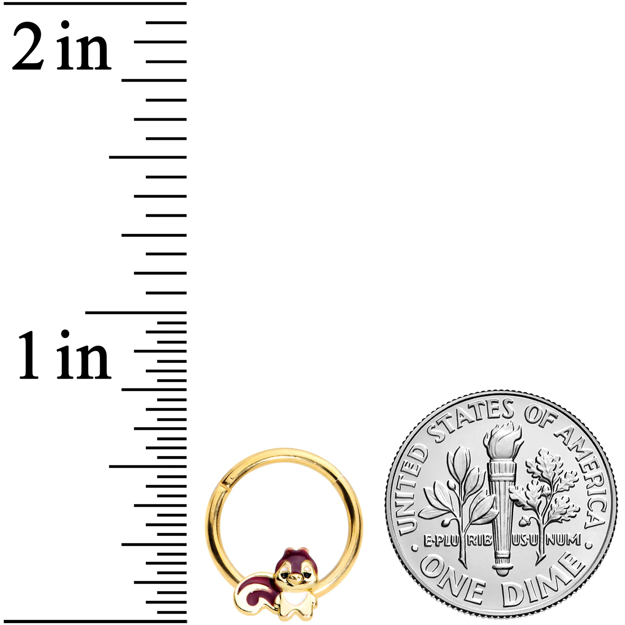 16G 3/8 Gold Tone Squirrel Hinged Segment Ring - Image 3