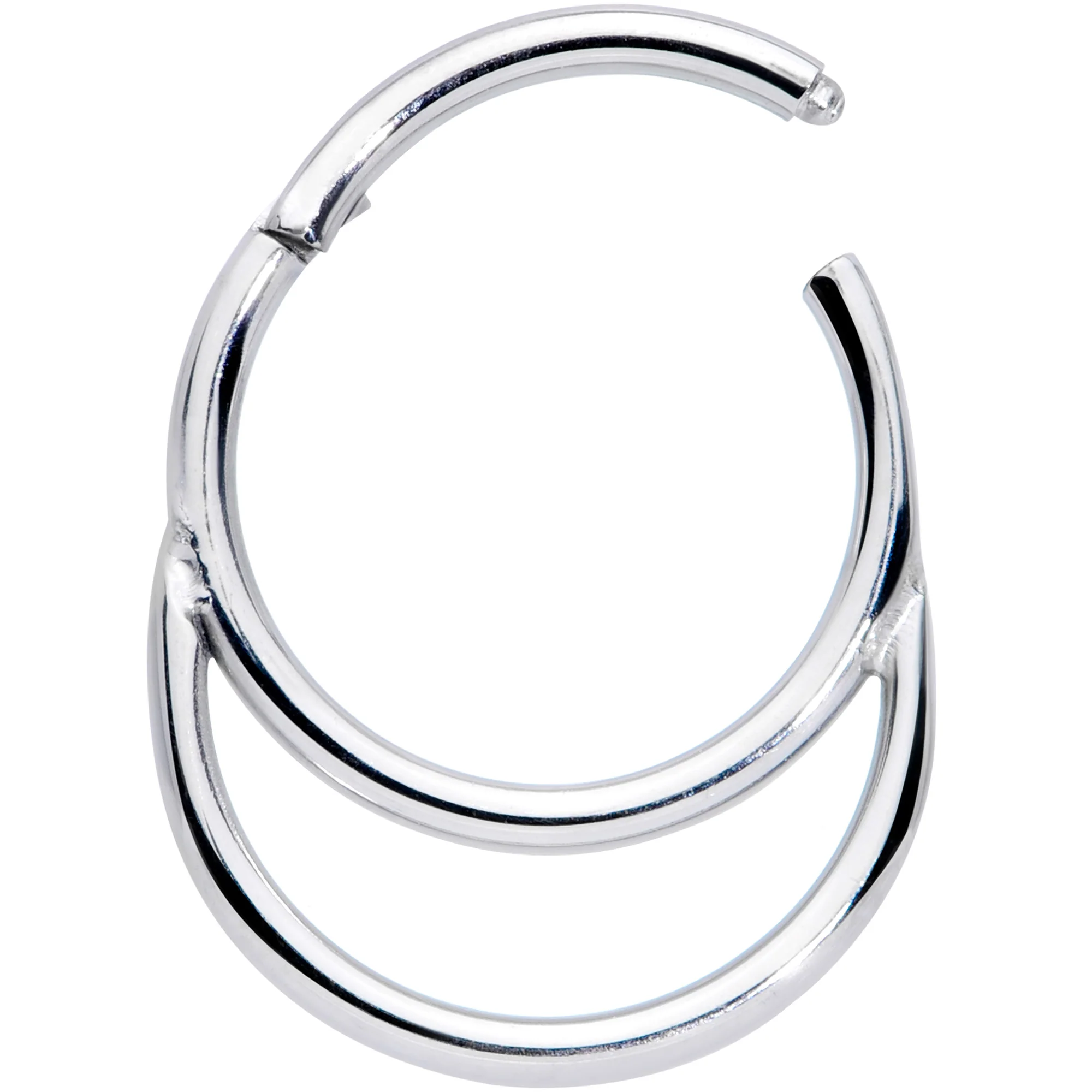 16G 3/8 Grade 23 Titanium Double Loop Hinged Septum Clicker - Image 2