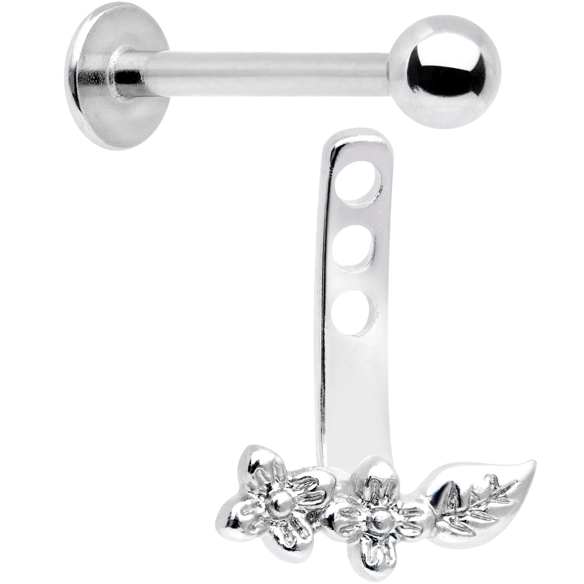16G 3/8 Leafy Flowers Dangle Cartilage Tragus Helix Piercing - Image 3