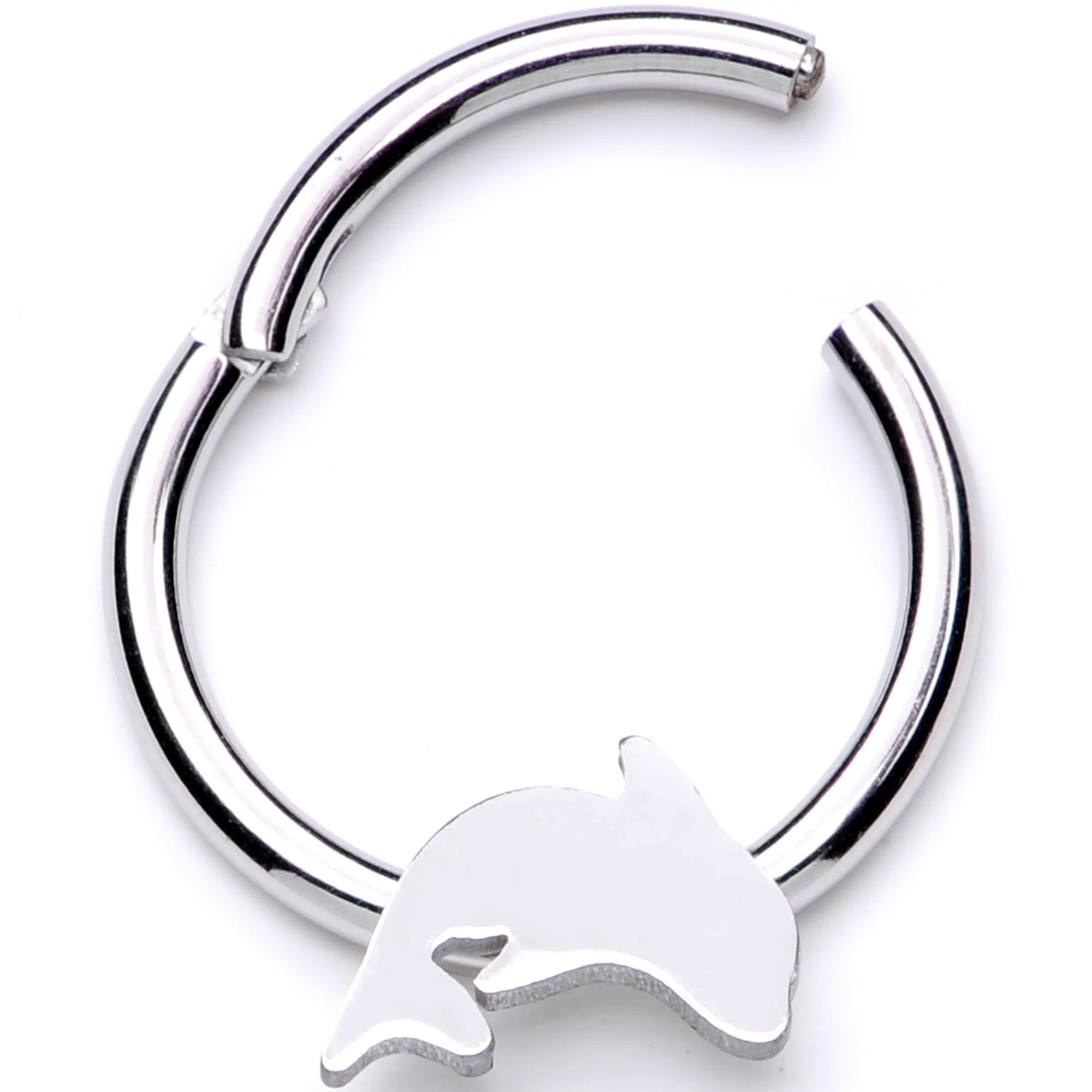 16G 3/8 Leaping Dolphin Hinged Segment Ring - Image 2