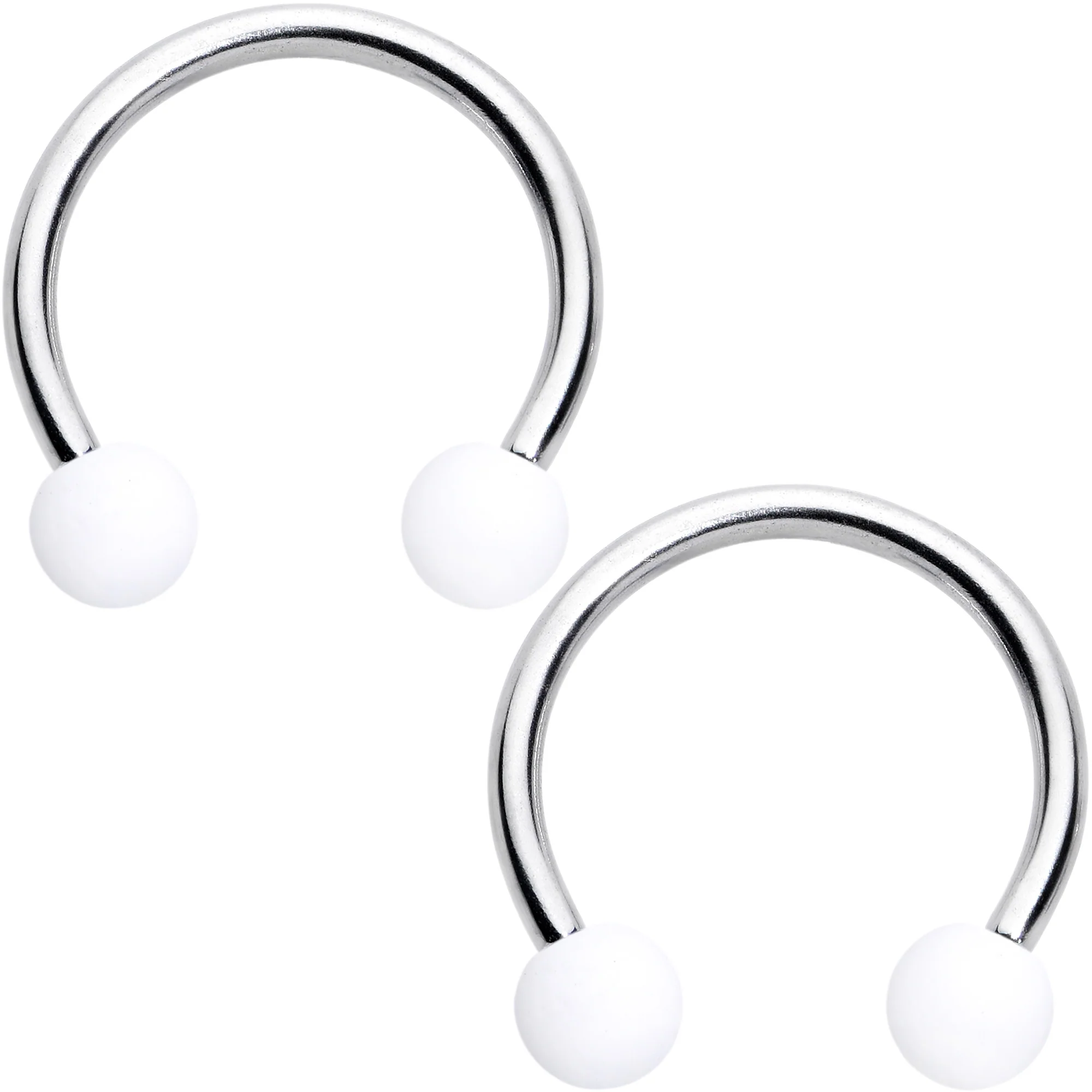 16G 3/8 Matte Black White Grey Horseshoe Circular Barbell Set of 6 - Image 5