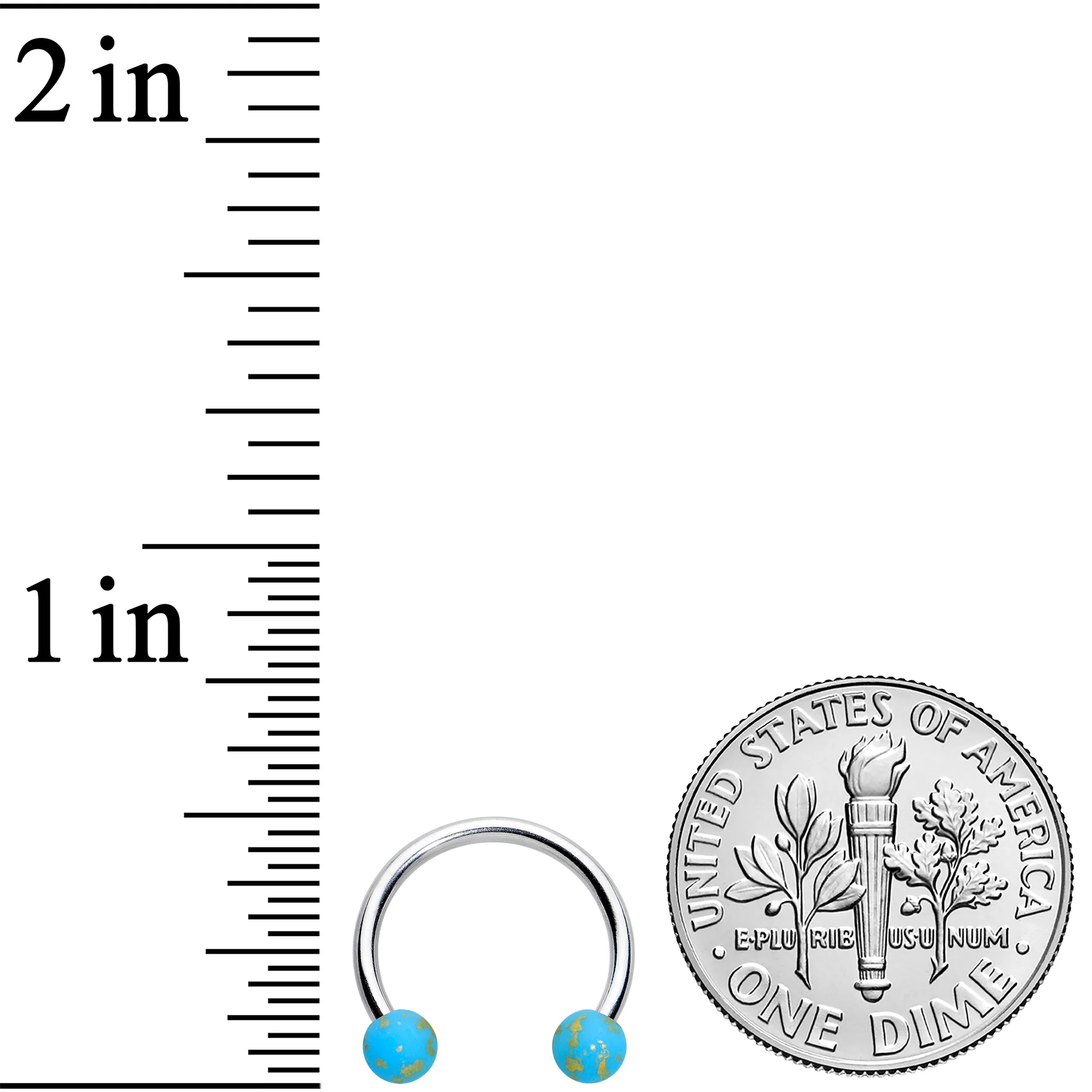 16G 3/8 Matte Blue Splatter Ends Horseshoe Circular Barbell - Image 2