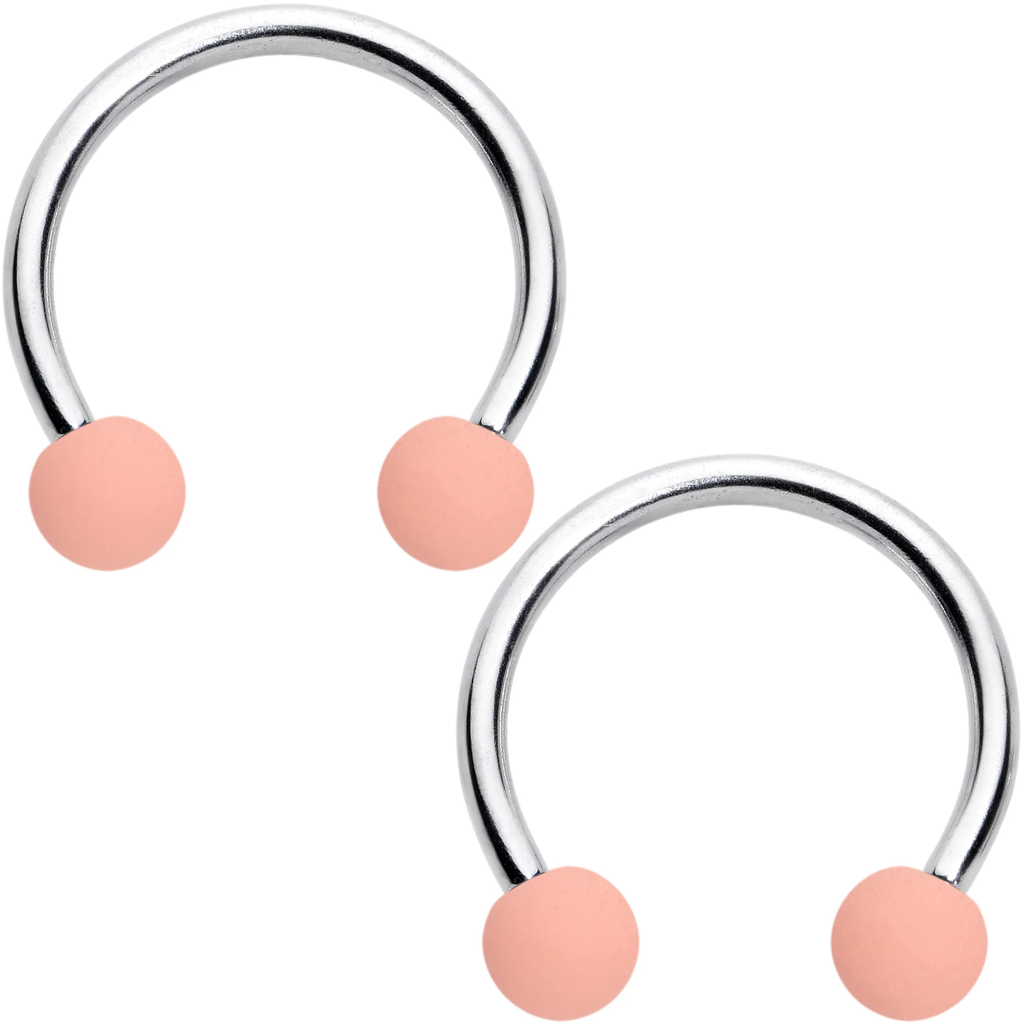 16G 3/8 Matte Pinks Peach Horseshoe Circular Barbell Set of 6 - Image 5