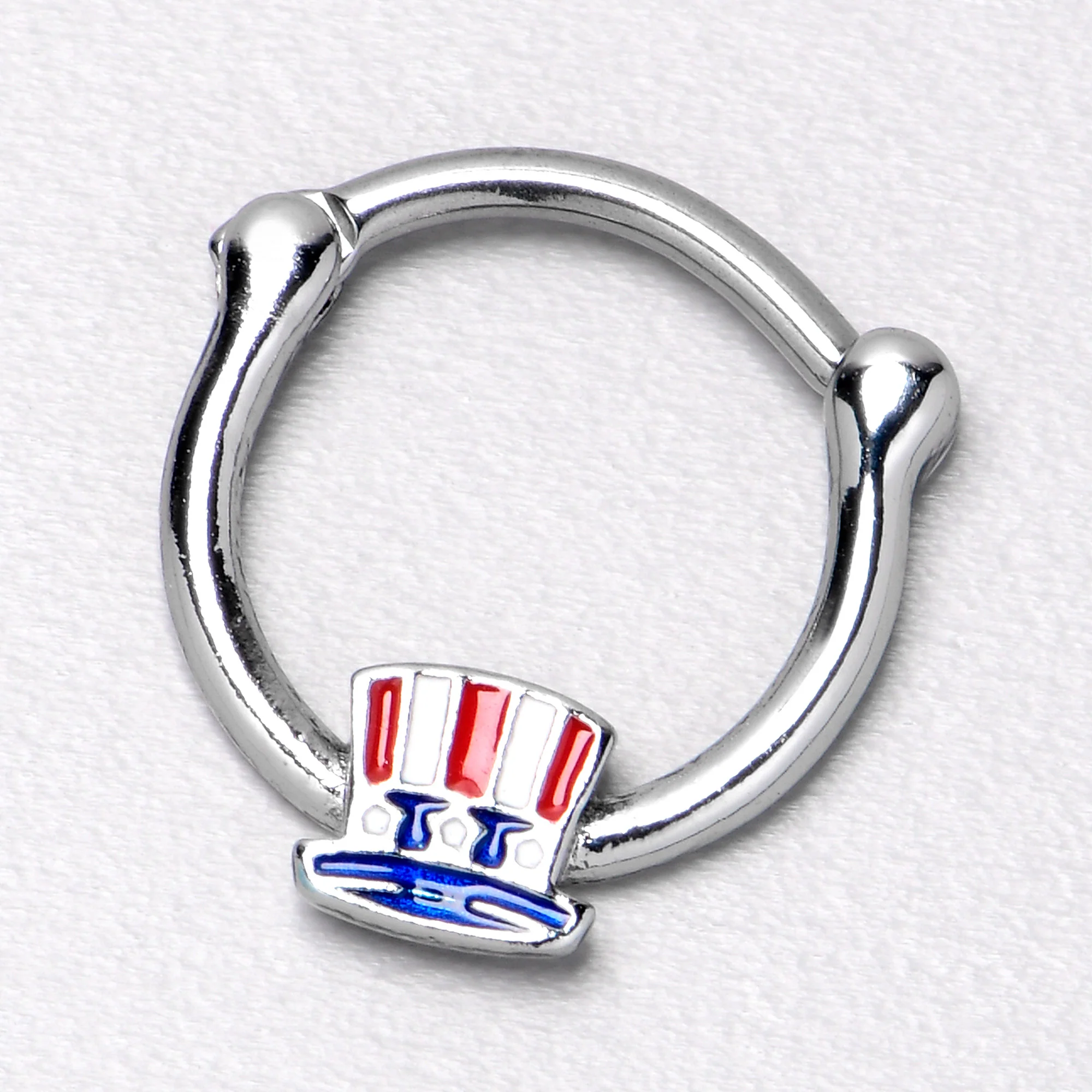 16G 3/8 Patriotic Uncle Sam Top Hat Cartilage Clicker - Image 6