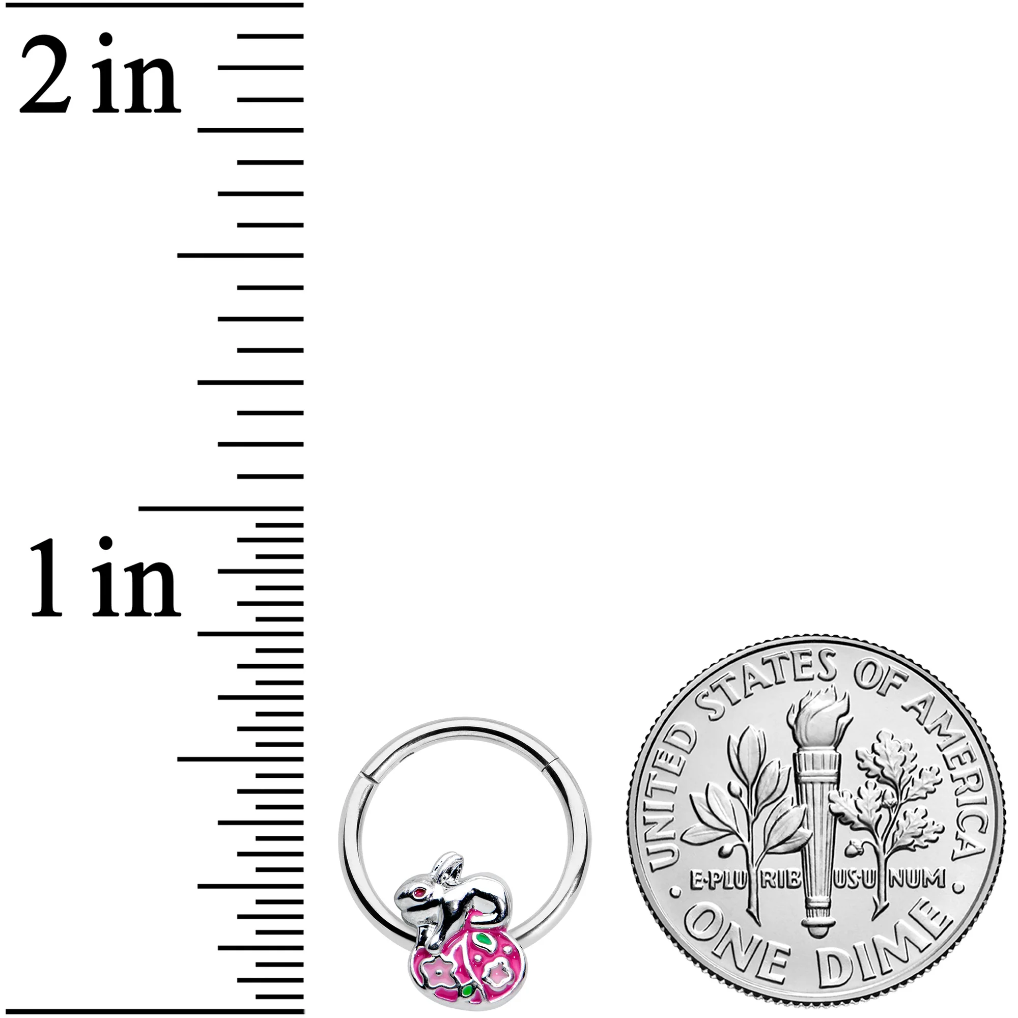 16G 3/8 Pink Gem Easter Egg Easter Bunny Hinged Segment Ring - Image 3