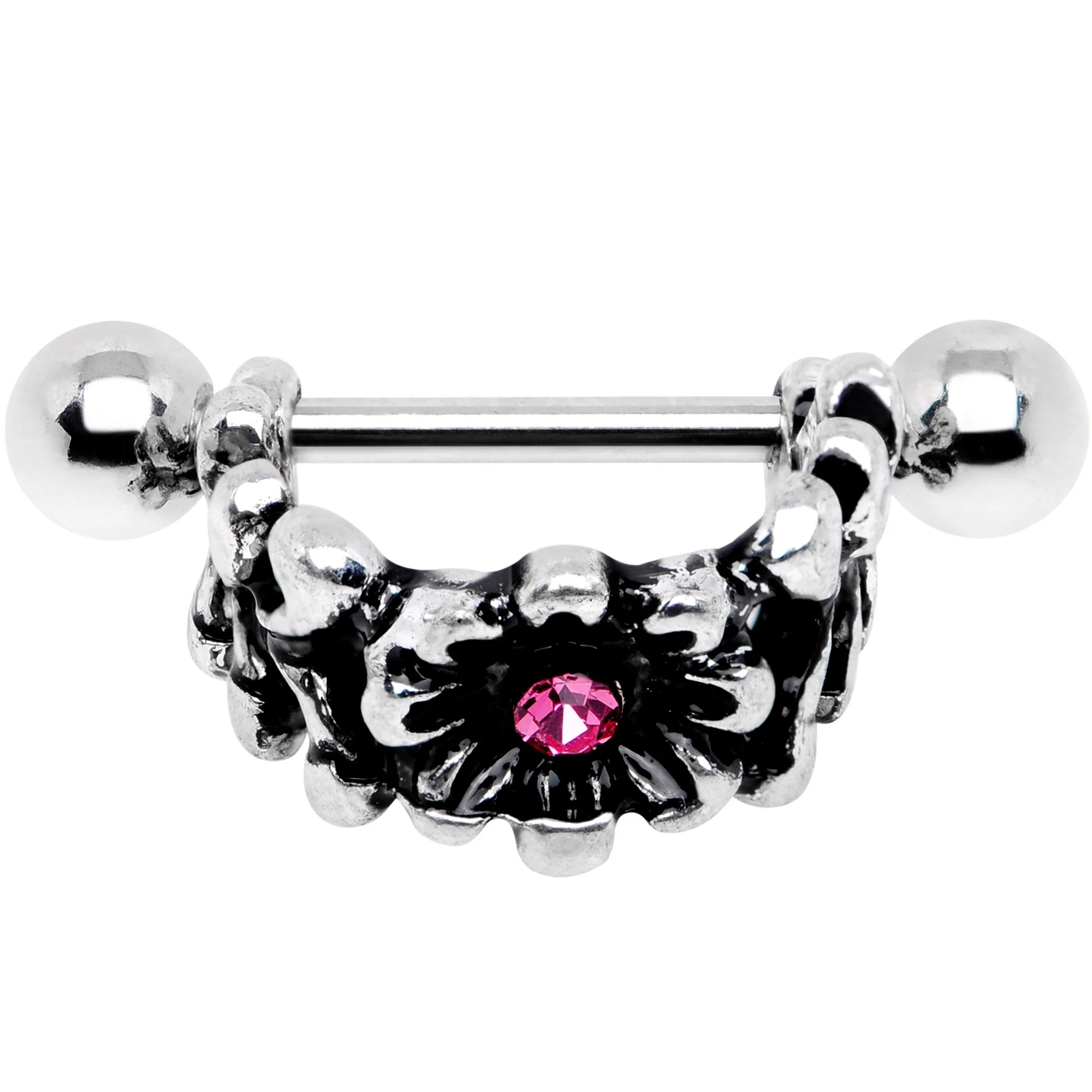 16G 3/8 Pink Gem Floral Wreath Cuff Cartilage Earring